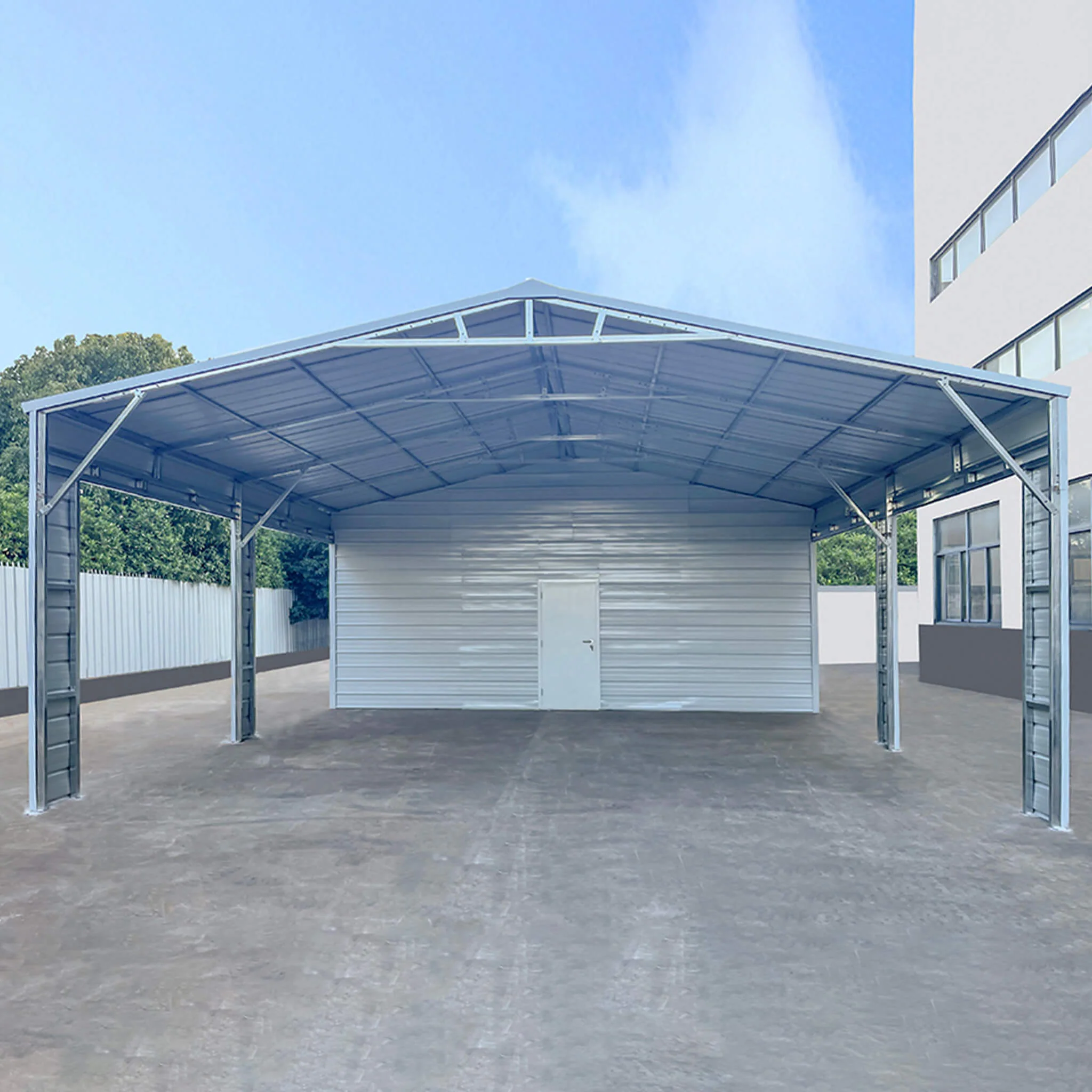 [23X46FT] Heavy-Duty Steel Garage Storage Shed With Reinforced Roof And 2 Doors (SAK29384) - Image 4