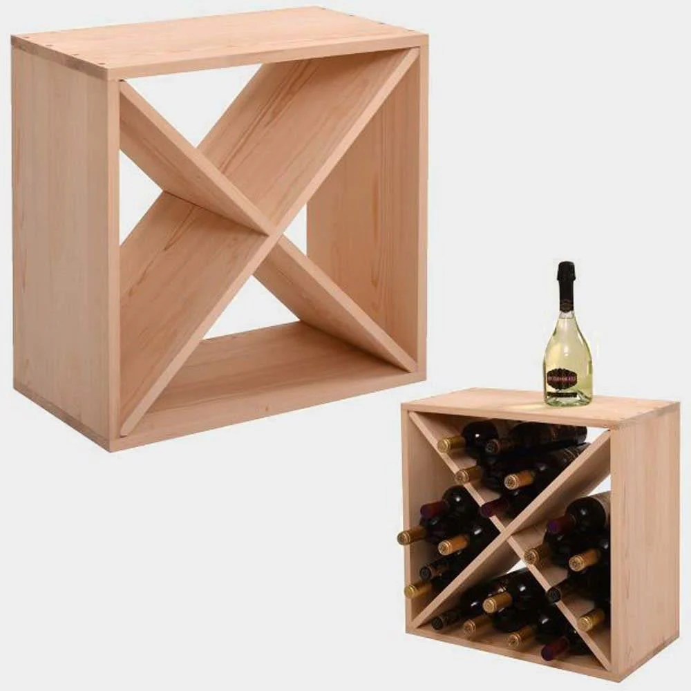 24 Bottle Solid Wood Stackable Modular Wine Rack - Image 3