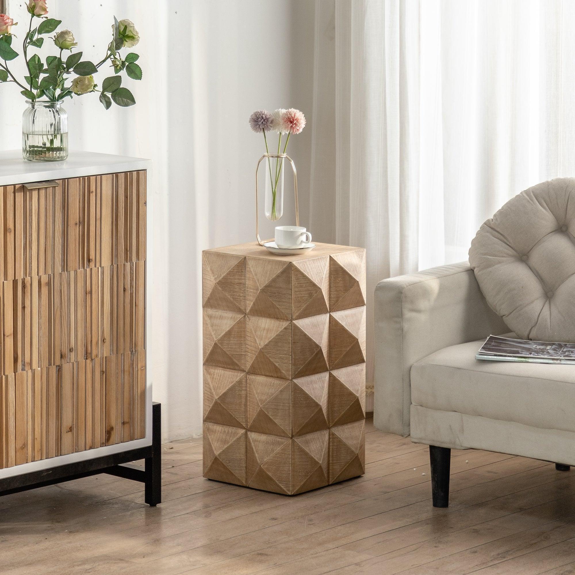 24" Height Three-dimensional Embossed Pattern Design Retro Coffee Table MDF Retro Furniture - Image 2