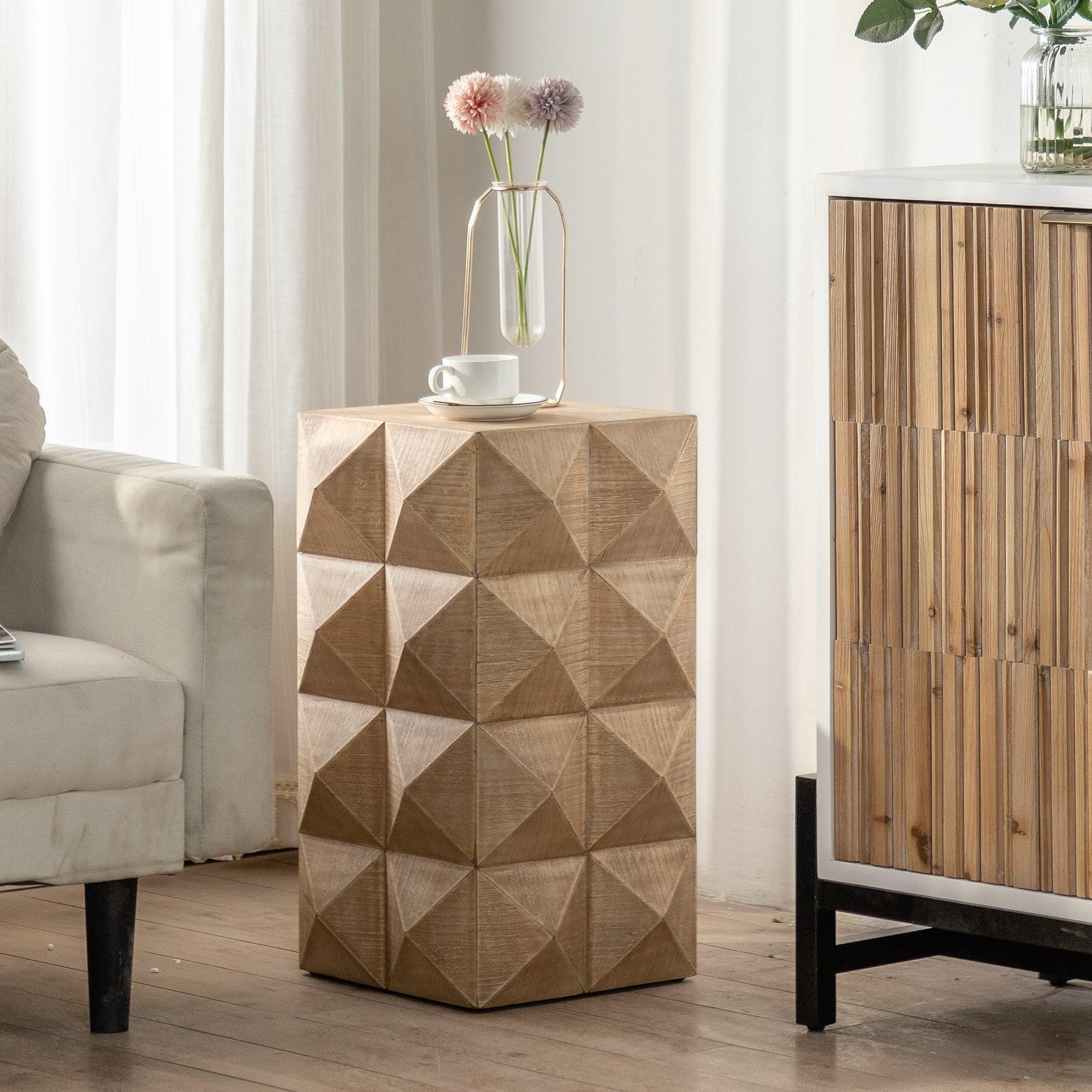 24" Height Three-dimensional Embossed Pattern Design Retro Coffee Table MDF Retro Furniture - Image 6