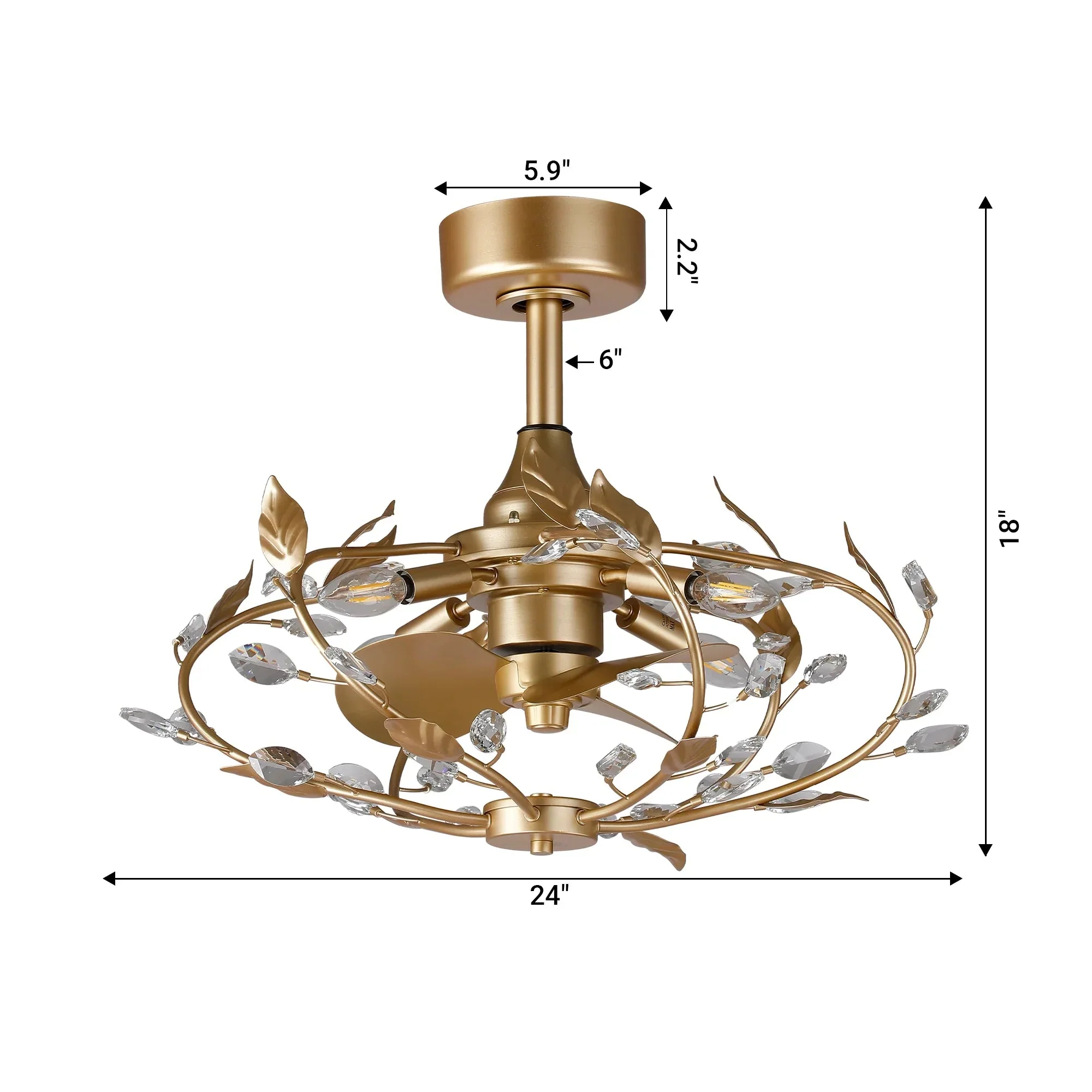 24 Inch Alexia Golden Crystal Ornament Fandelier with Remote Control - Image 14