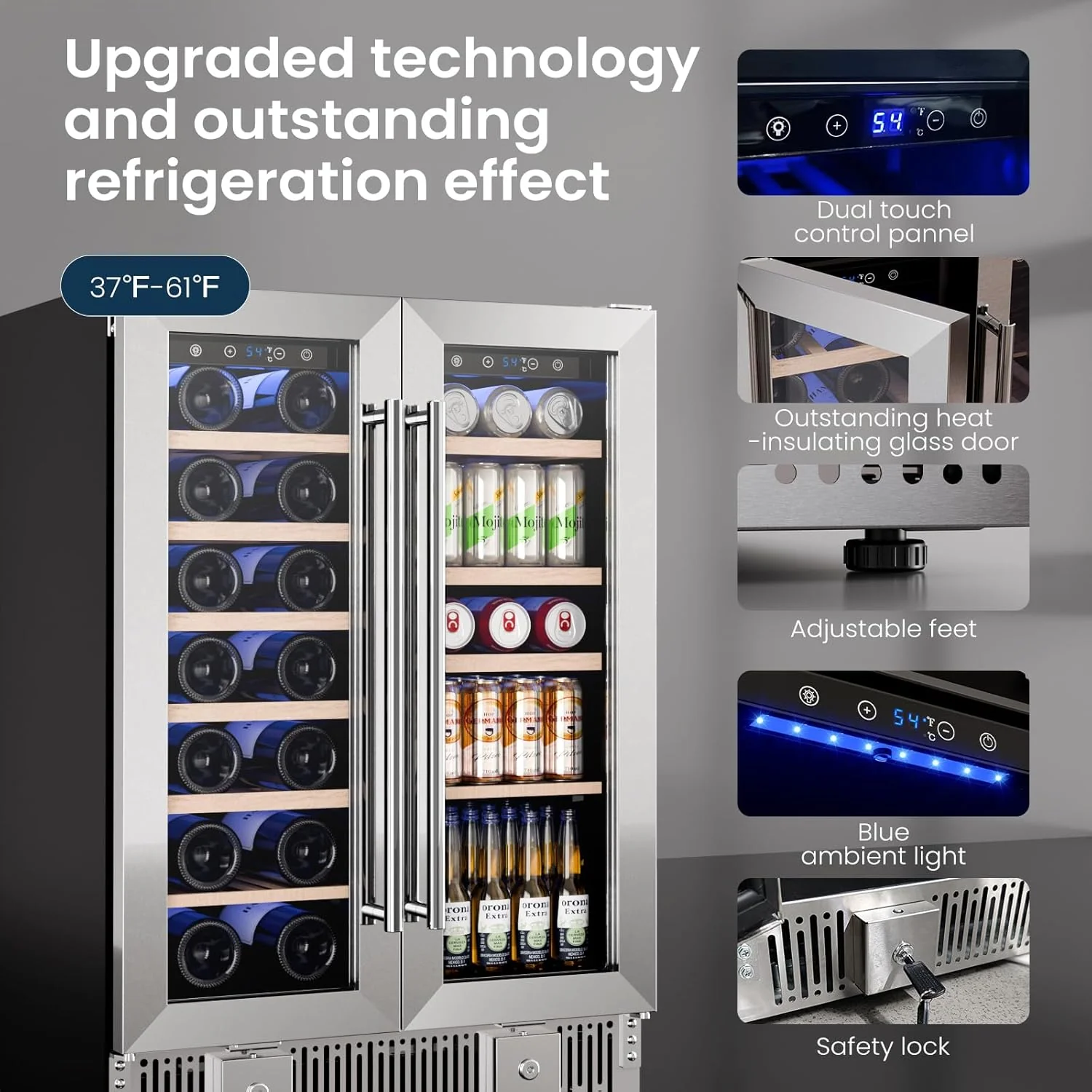 24 Inch Dual Zone Wine Fridges Cooler Beverage Refrigerator W51115 - Image 11
