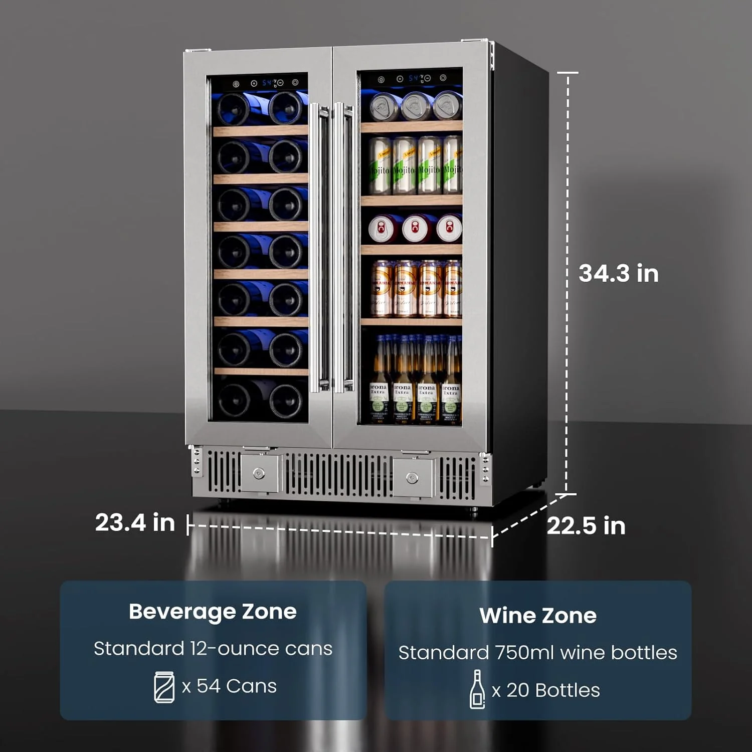 24 Inch Dual Zone Wine Fridges Cooler Beverage Refrigerator W51115 - Image 12