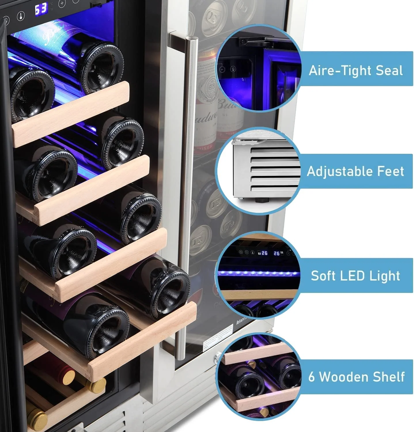 24 Inch Dual Zone Wine Fridges Cooler Beverage Refrigerator W51115 - Image 3