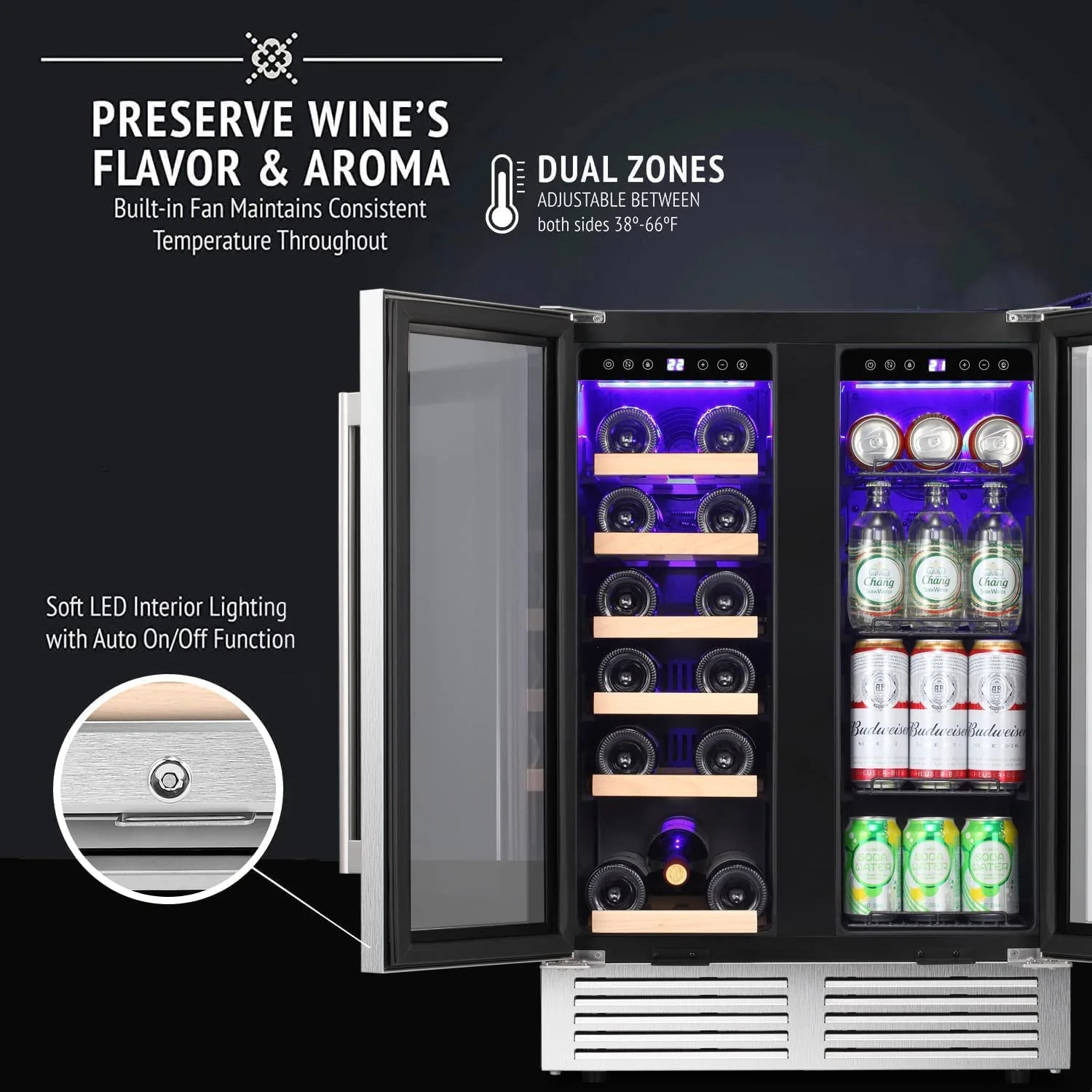 24 Inch Dual Zone Wine Fridges Cooler Beverage Refrigerator W51115 - Image 4