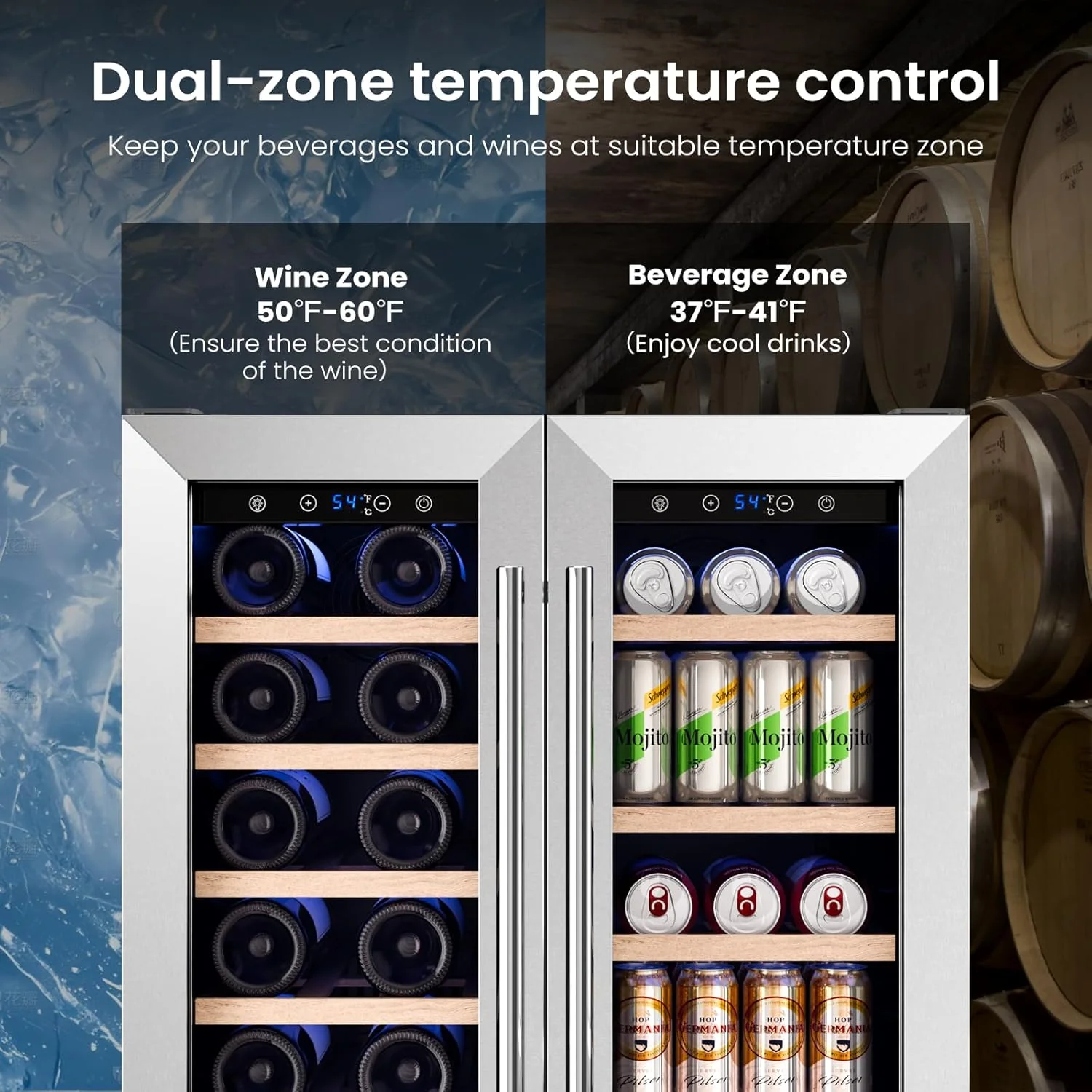 24 Inch Dual Zone Wine Fridges Cooler Beverage Refrigerator W51115 - Image 9