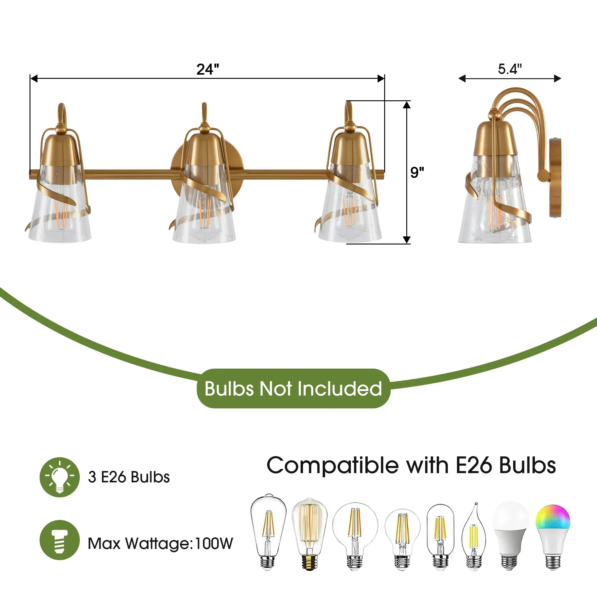 24 Inch Payne 3-Light Mirror Vanity Light - Image 8