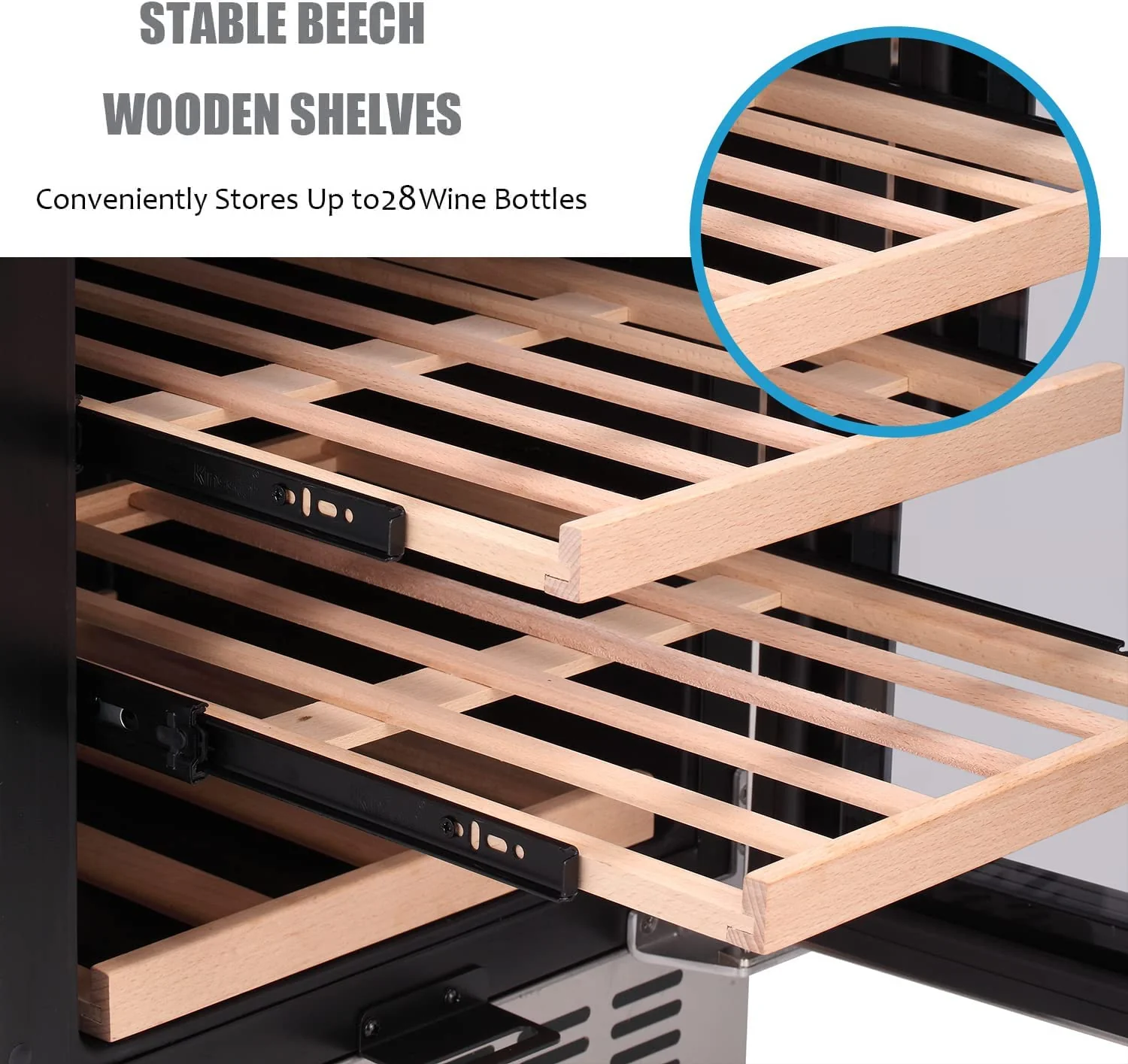 24 Inch Wooden Shelves Built-in Wine Fridges Cooler Beverage Refrigerator W51145B - Image 11