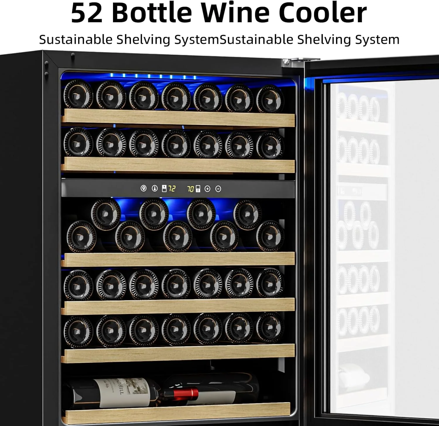 24 Inch Wooden Shelves Built-in Wine Fridges Cooler Beverage Refrigerator W51145B - Image 18