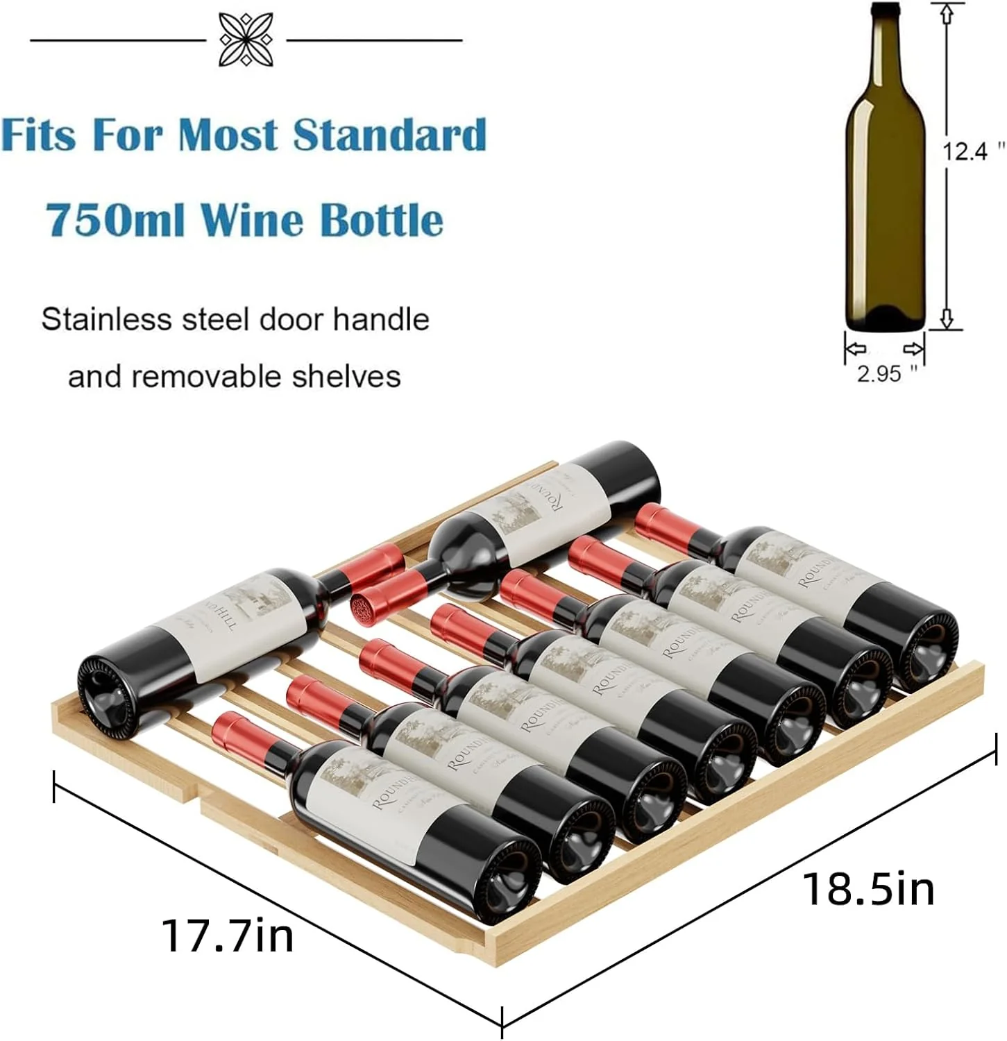 24 Inch Wooden Shelves Built-in Wine Fridges Cooler Beverage Refrigerator W51145B - Image 19