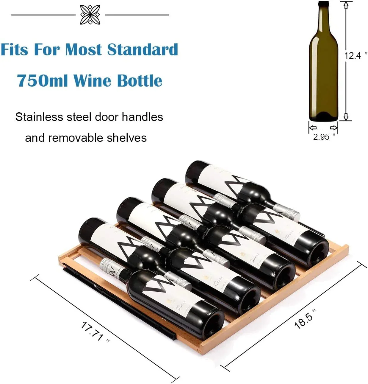 24 Inch Wooden Shelves Built-in Wine Fridges Cooler Beverage Refrigerator W51145B - Image 6