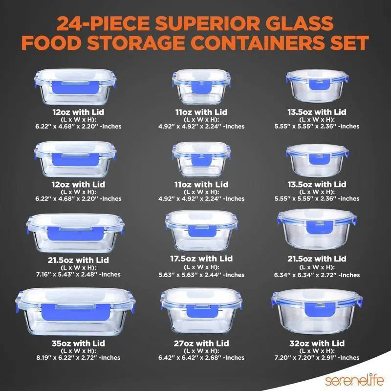 24-Piece Glass Food Storage Container Bakeware Set with Snap Locking Lids - Image 4