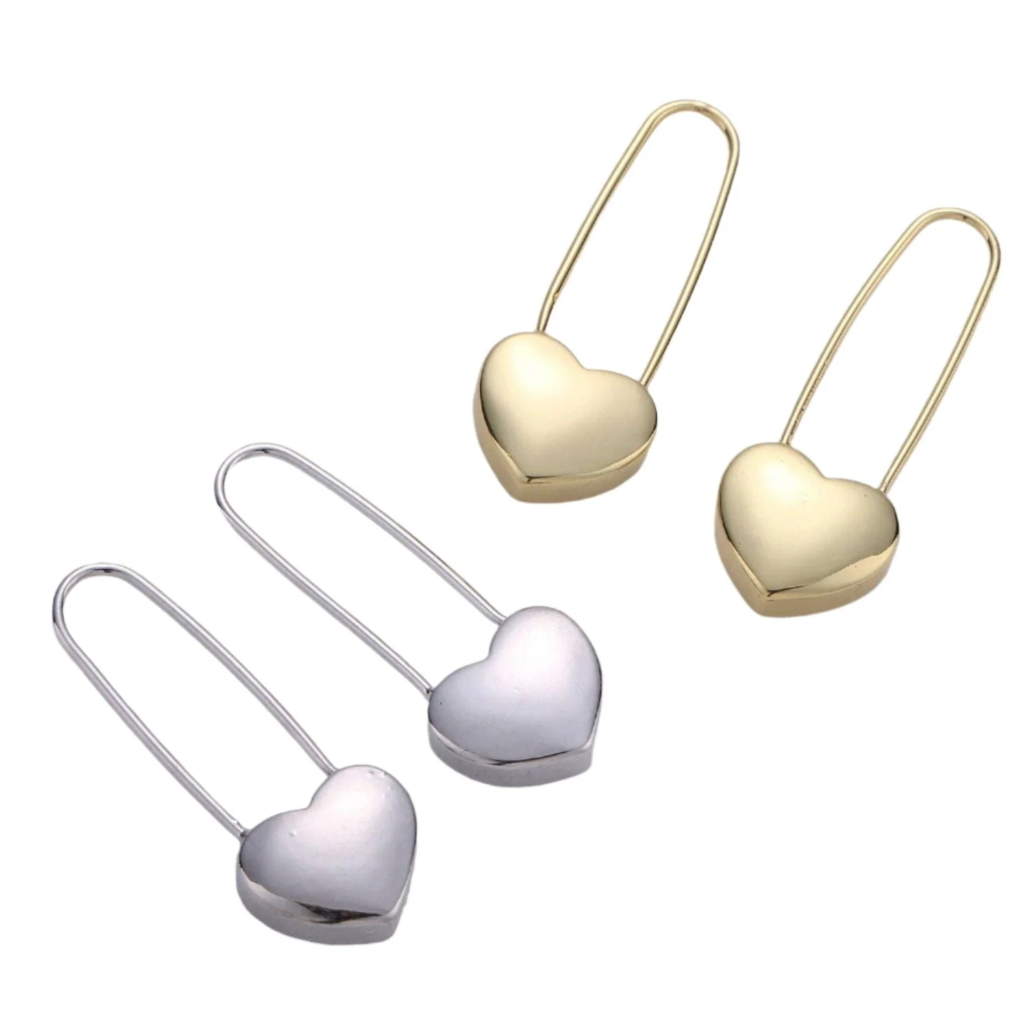 24K Dangle Heart Earrings in Silver - Image 3
