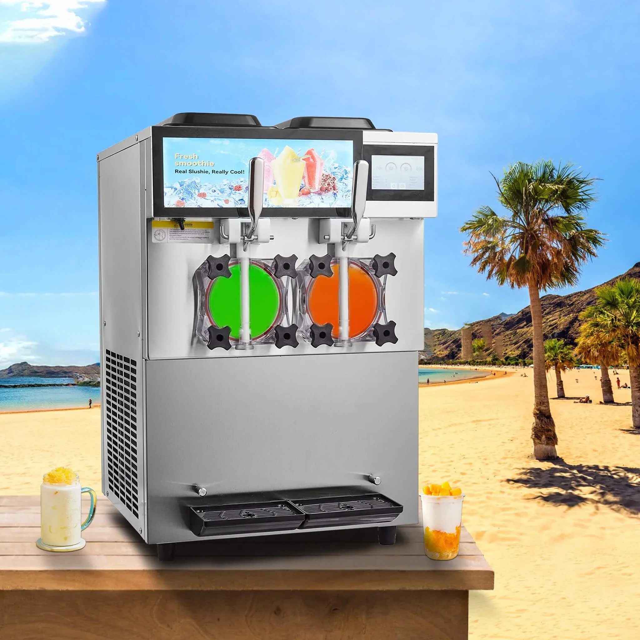 24L Commercial Double Cylinder Stainless Steel Slushy Machine With Touchscreen (SAK64125) - Image 2