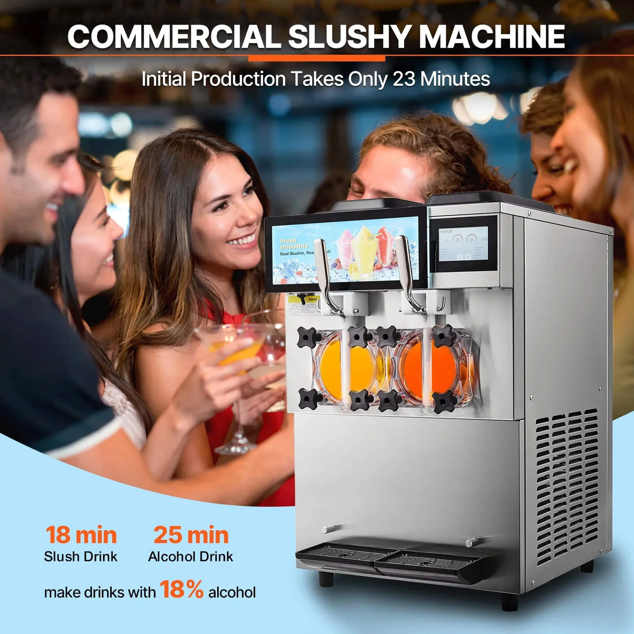 24L Commercial Double Cylinder Stainless Steel Slushy Machine With Touchscreen (SAK64125) - Image 7