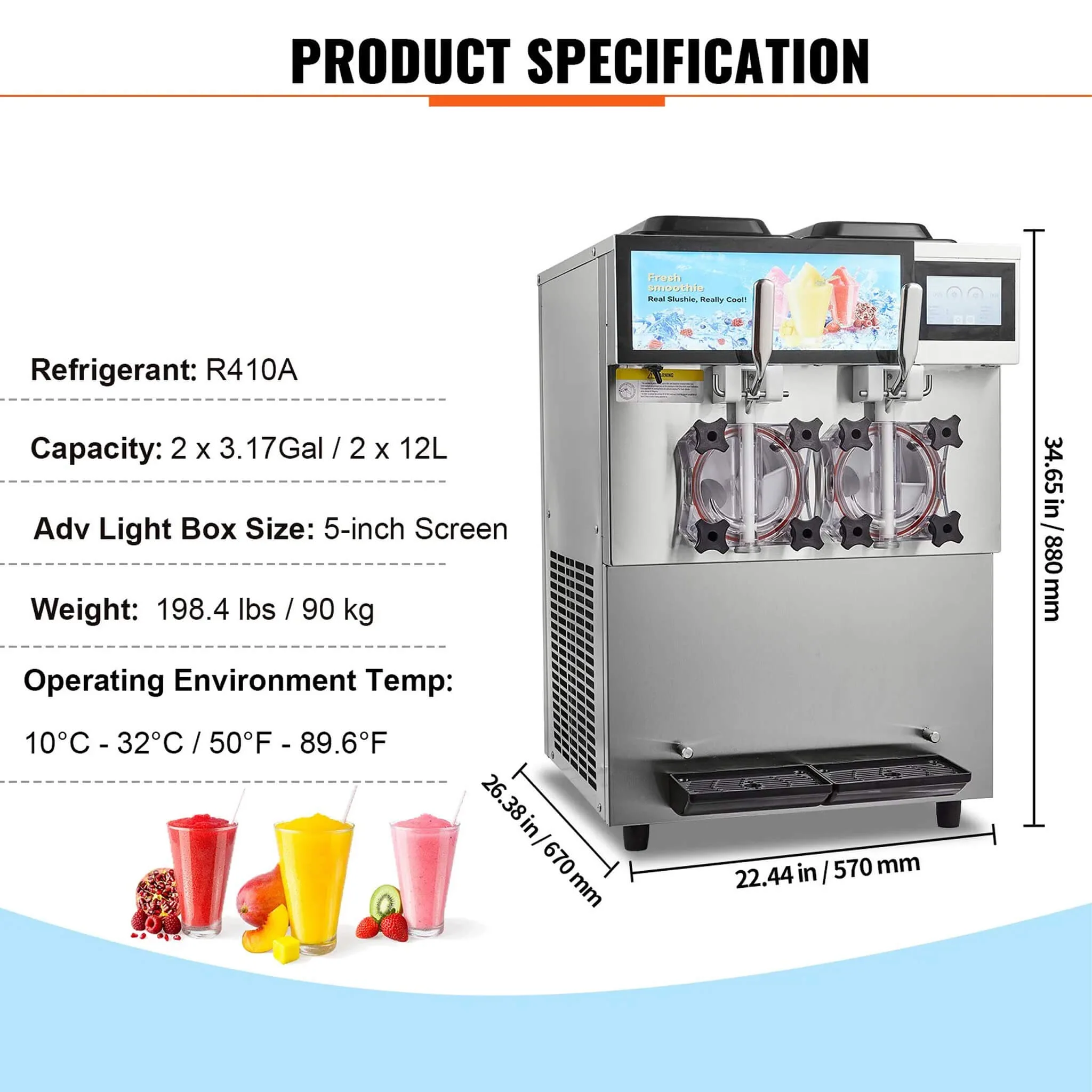 24L Commercial Double Cylinder Stainless Steel Slushy Machine With Touchscreen (SAK64125) - Image 8
