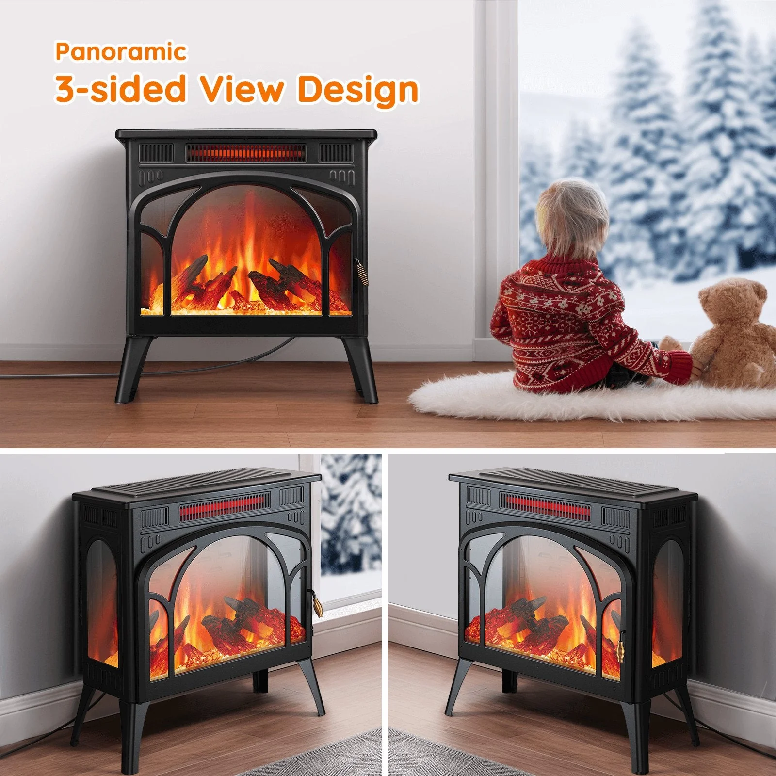 25" Free Standing Electric Fireplace Stove S230CP - Image 3