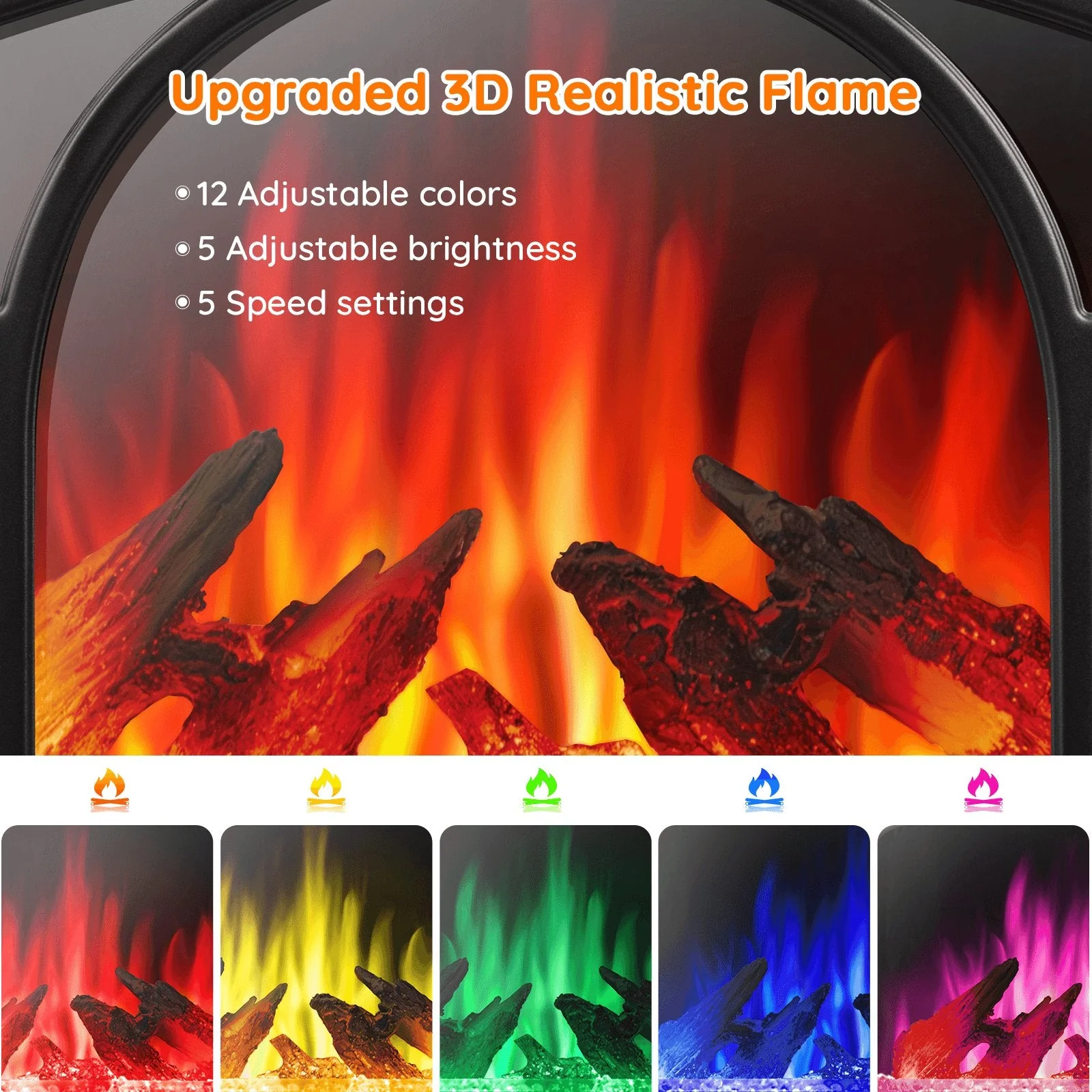 25" Free Standing Electric Fireplace Stove S230CP - Image 5