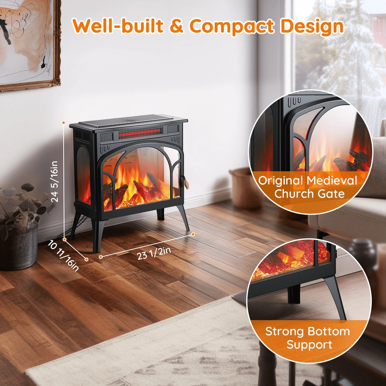 25" Free Standing Electric Fireplace Stove S230CP - Image 8