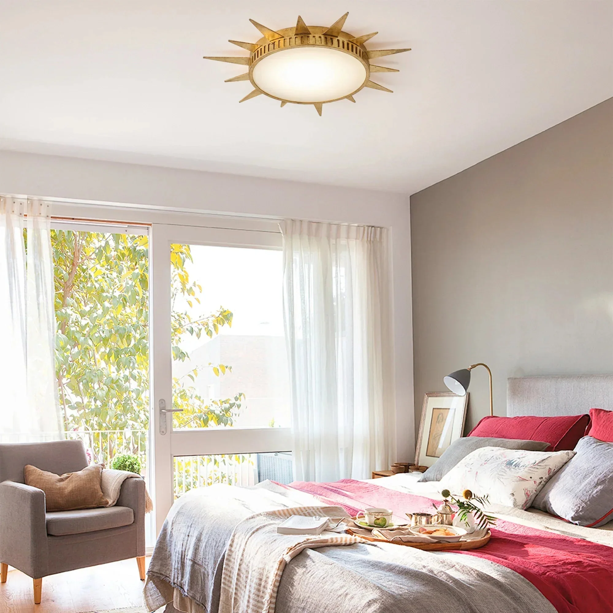 25 Inch Dana Vintage Golden Sunburst Flush Mount LED Light - Image 5