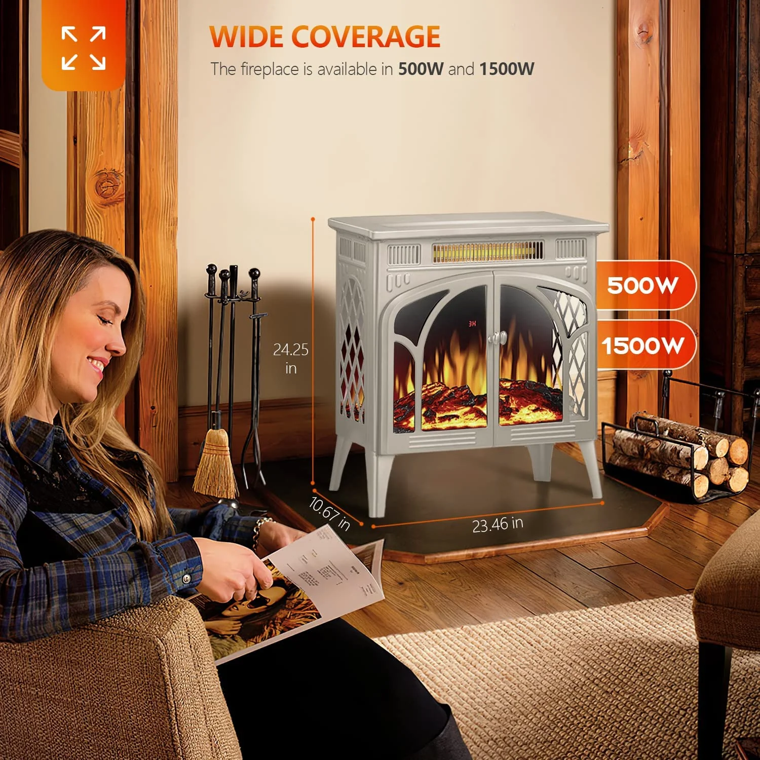 25 Inches 3D Infrared  Free Standing Electric Fireplace Stove S230B - Image 12
