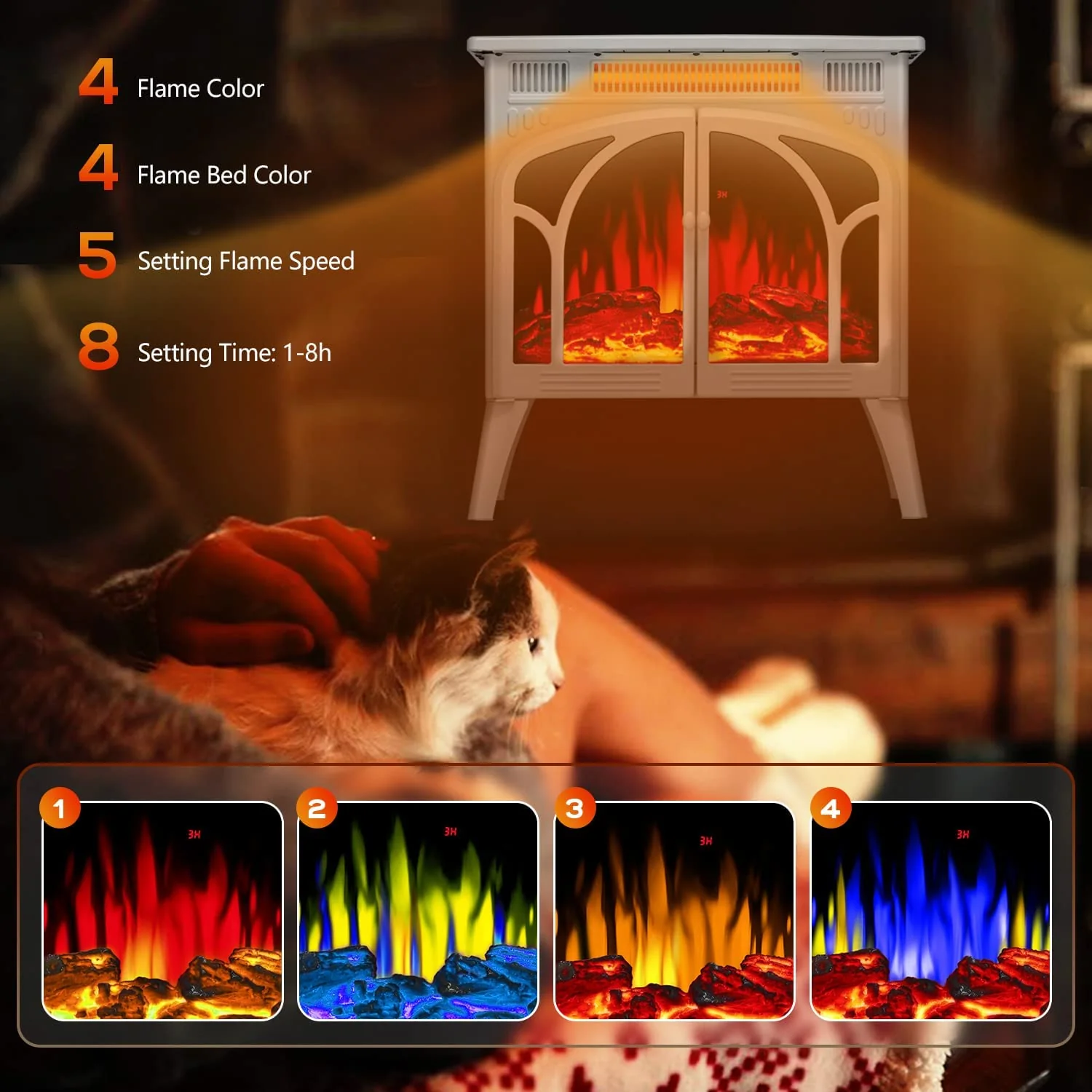 25 Inches 3D Infrared  Free Standing Electric Fireplace Stove S230B - Image 13