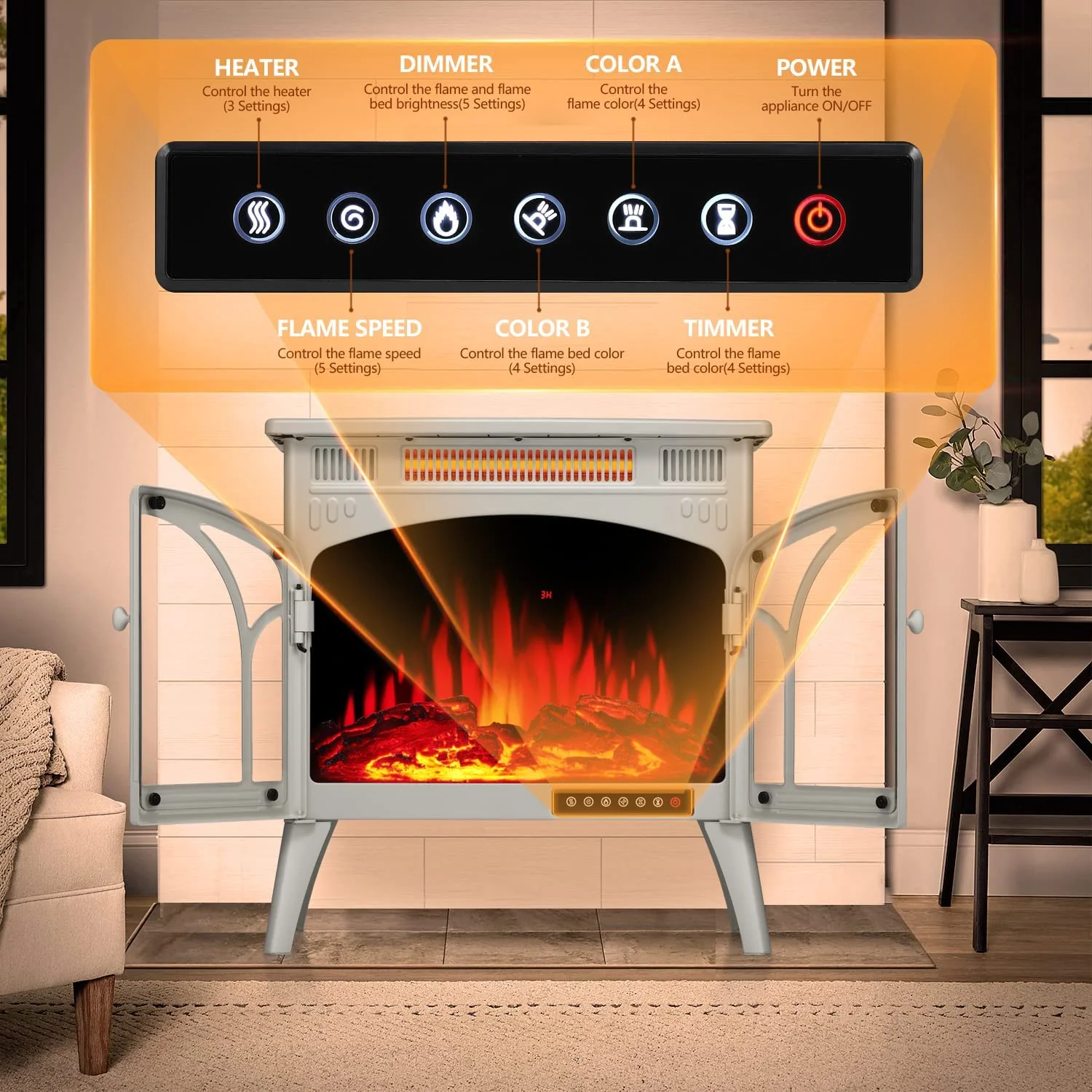 25 Inches 3D Infrared  Free Standing Electric Fireplace Stove S230B - Image 14