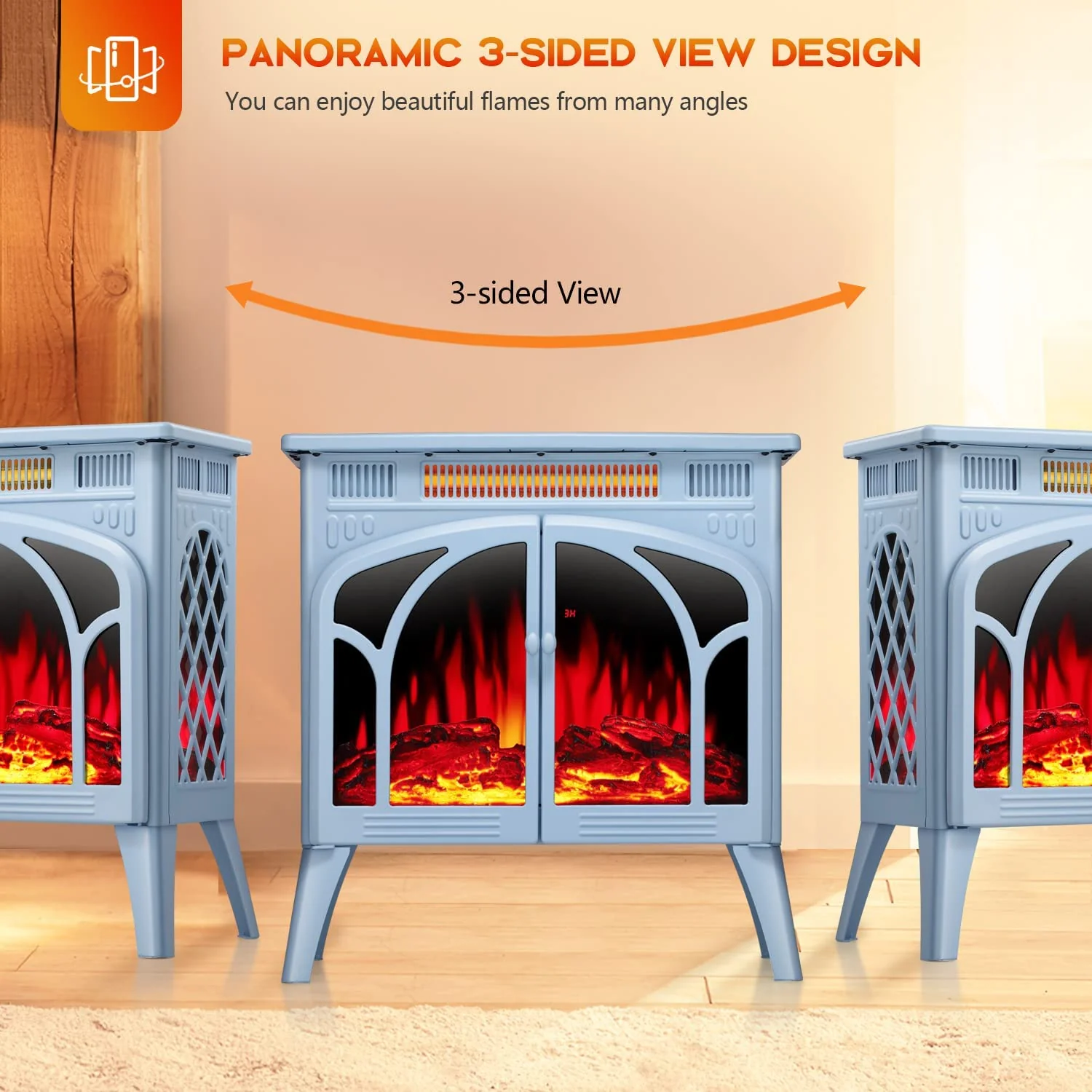 25 Inches 3D Infrared  Free Standing Electric Fireplace Stove S230B - Image 16