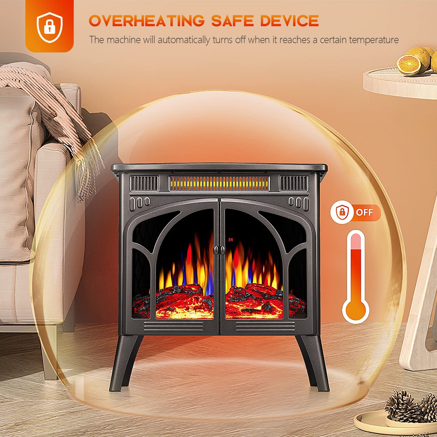 25 Inches 3D Infrared  Free Standing Electric Fireplace Stove S230B - Image 26