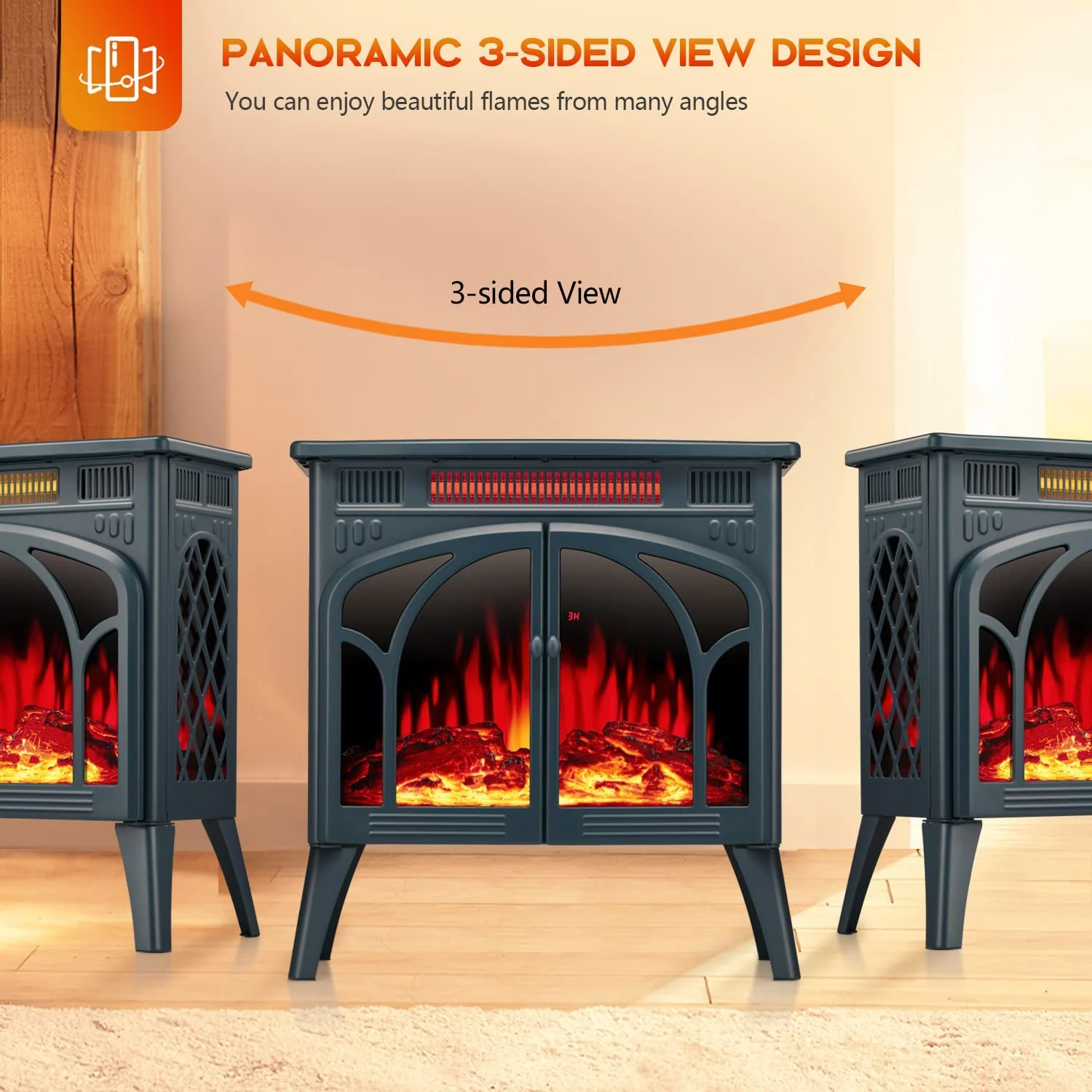 25 Inches 3D Infrared  Free Standing Electric Fireplace Stove S230B - Image 29