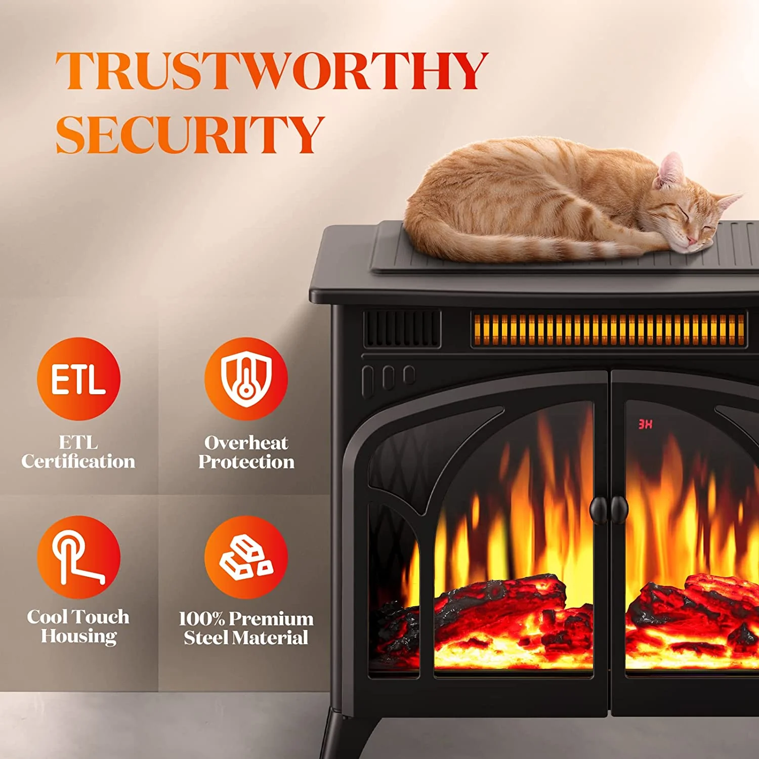 25 Inches 3D Infrared  Free Standing Electric Fireplace Stove S230B - Image 7