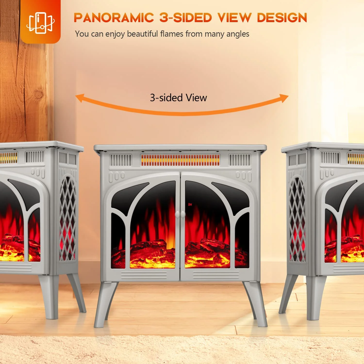 25 Inches 3D Infrared  Free Standing Electric Fireplace Stove S230B - Image 9