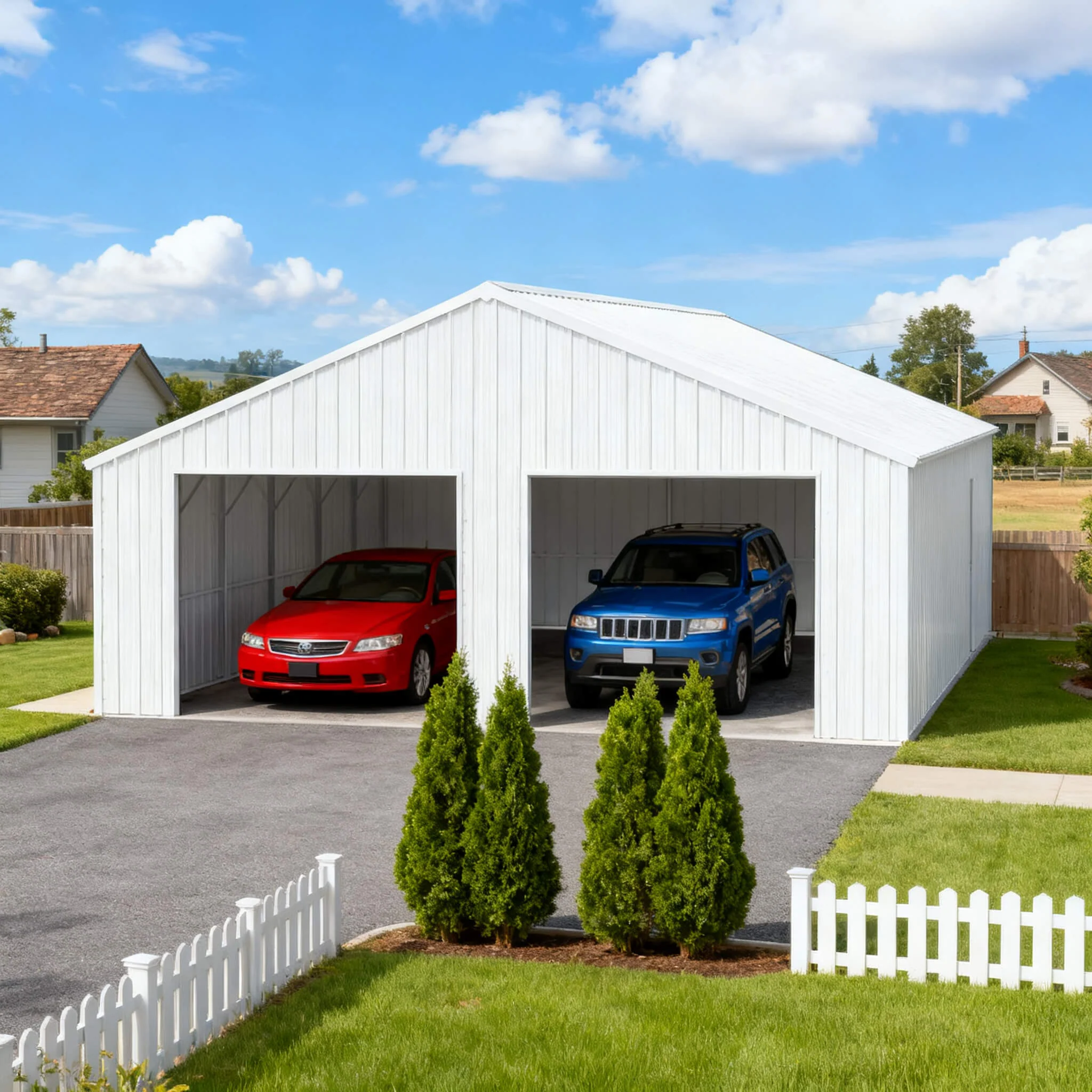 [25X33FT] Heavy-Duty Double Garage Galvanized Steel Barn Shed (SAK61234) - Image 3