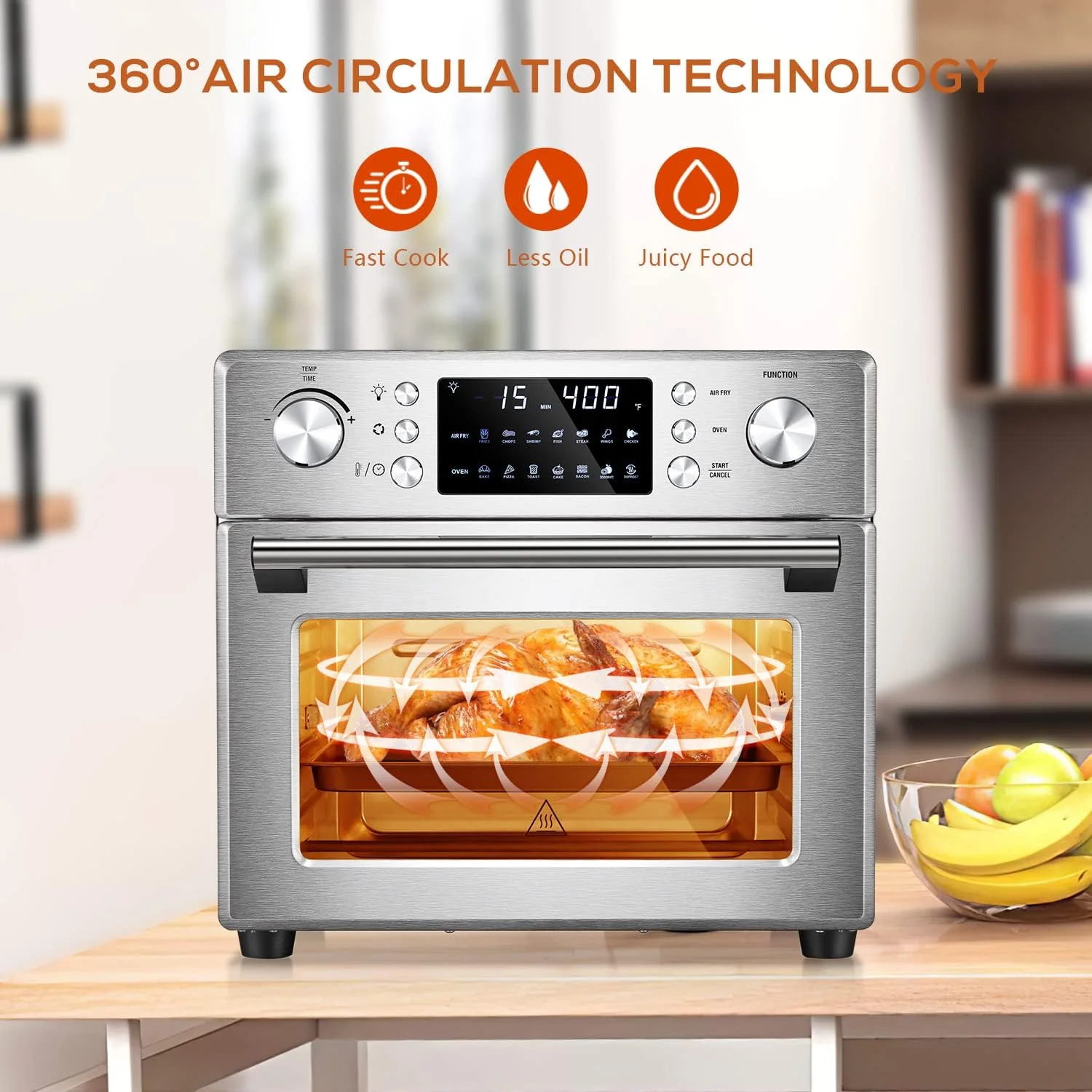 26.4QT Air Fryer Oven, 2 in 1 Toaster Oven Air Fryer Combo 5A502 - Image 2