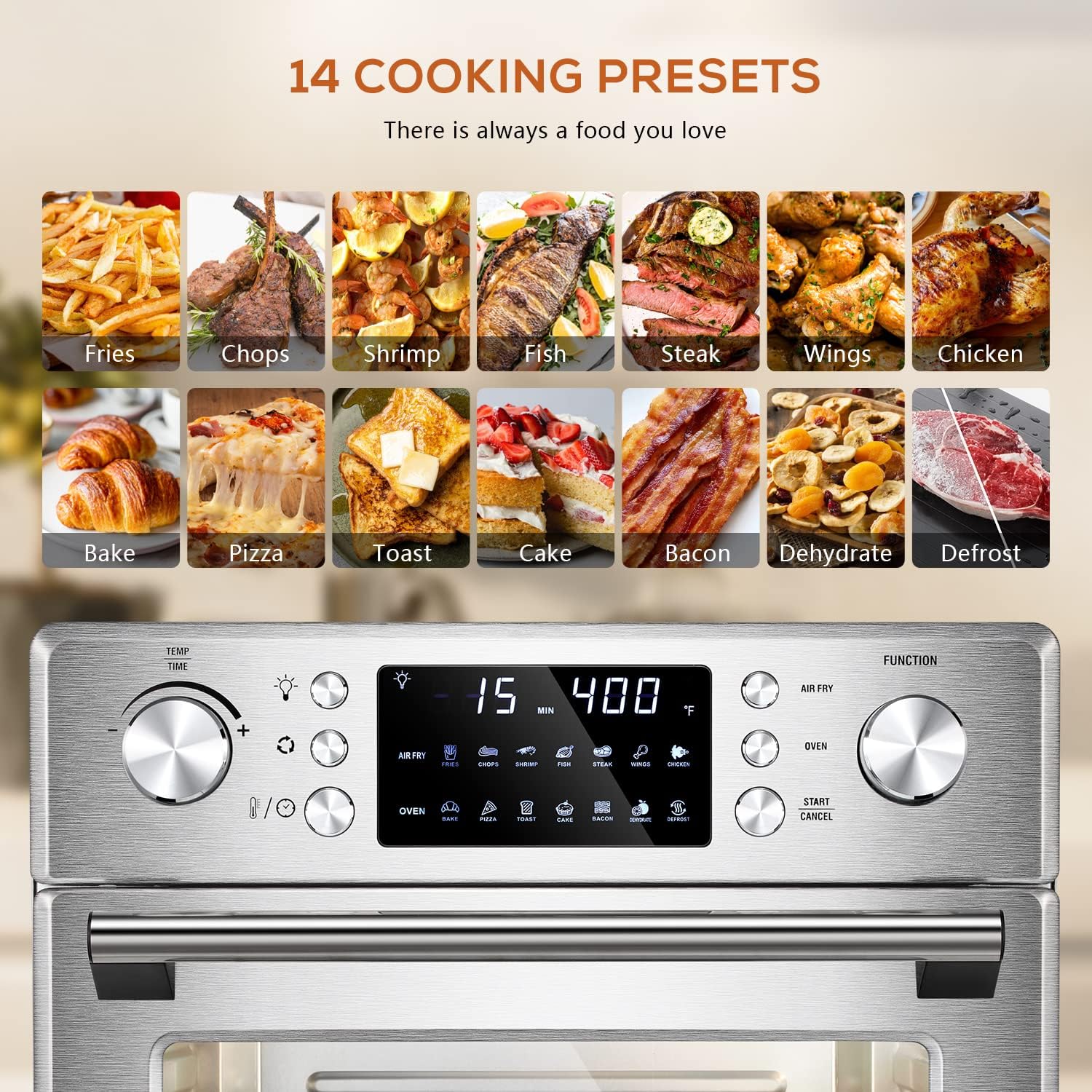 26.4QT Air Fryer Oven, 2 in 1 Toaster Oven Air Fryer Combo 5A502 - Image 3