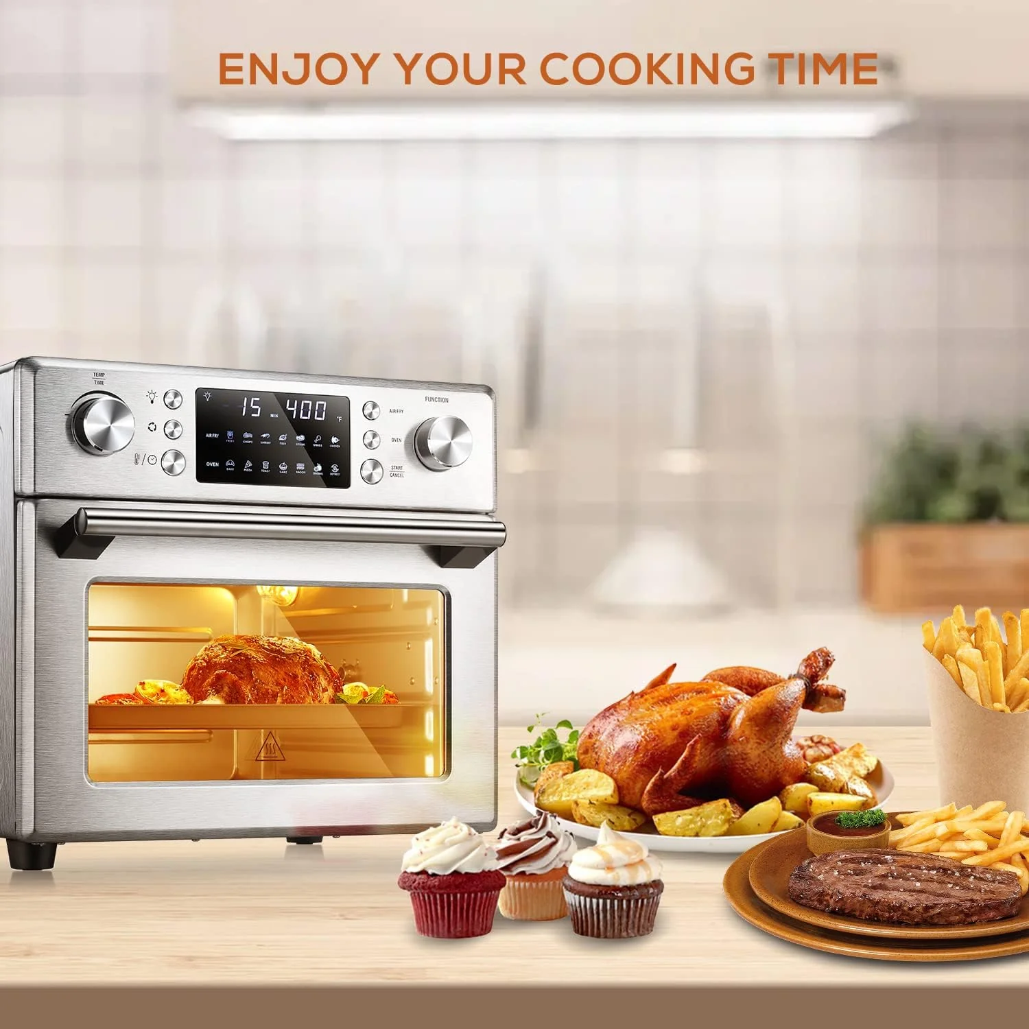 26.4QT Air Fryer Oven, 2 in 1 Toaster Oven Air Fryer Combo 5A502 - Image 5