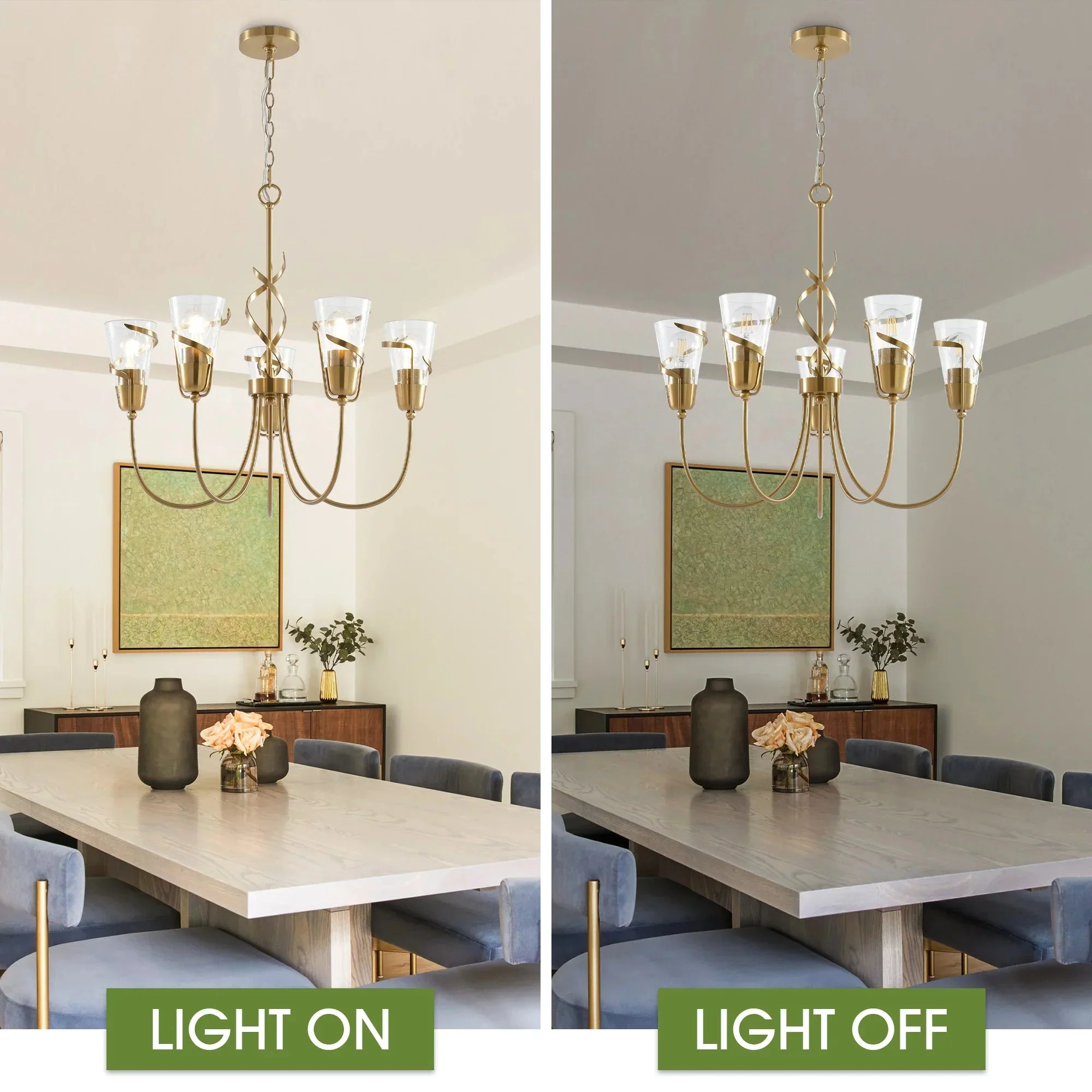 26 Inch Uriah 5-Light Golden Chandelier - Image 6