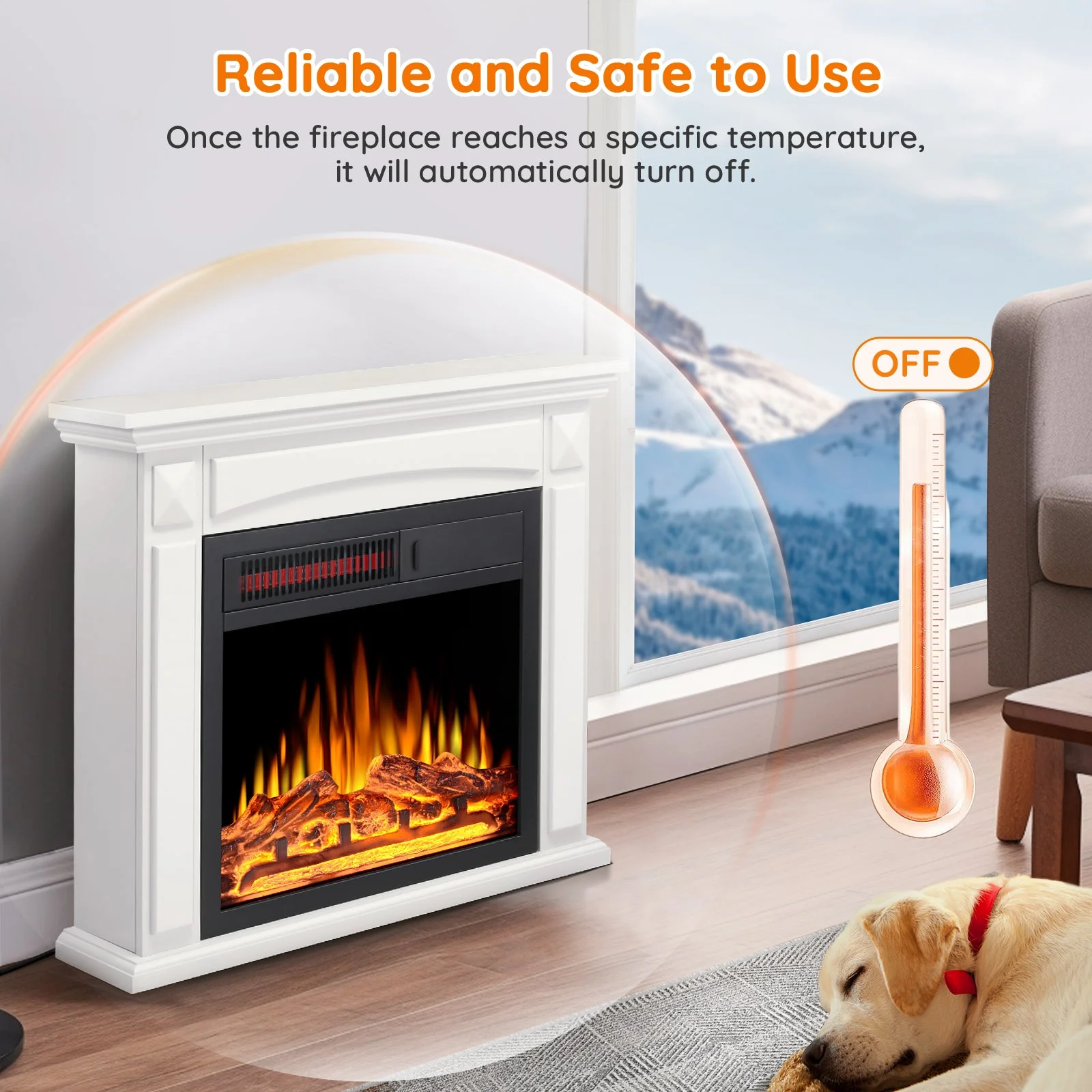 27” Electric Fireplace Mantel Wooden Surround Firebox M1806 - Image 15
