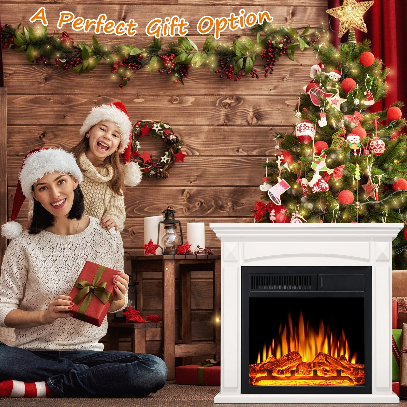 27” Electric Fireplace Mantel Wooden Surround Firebox M1806 - Image 17