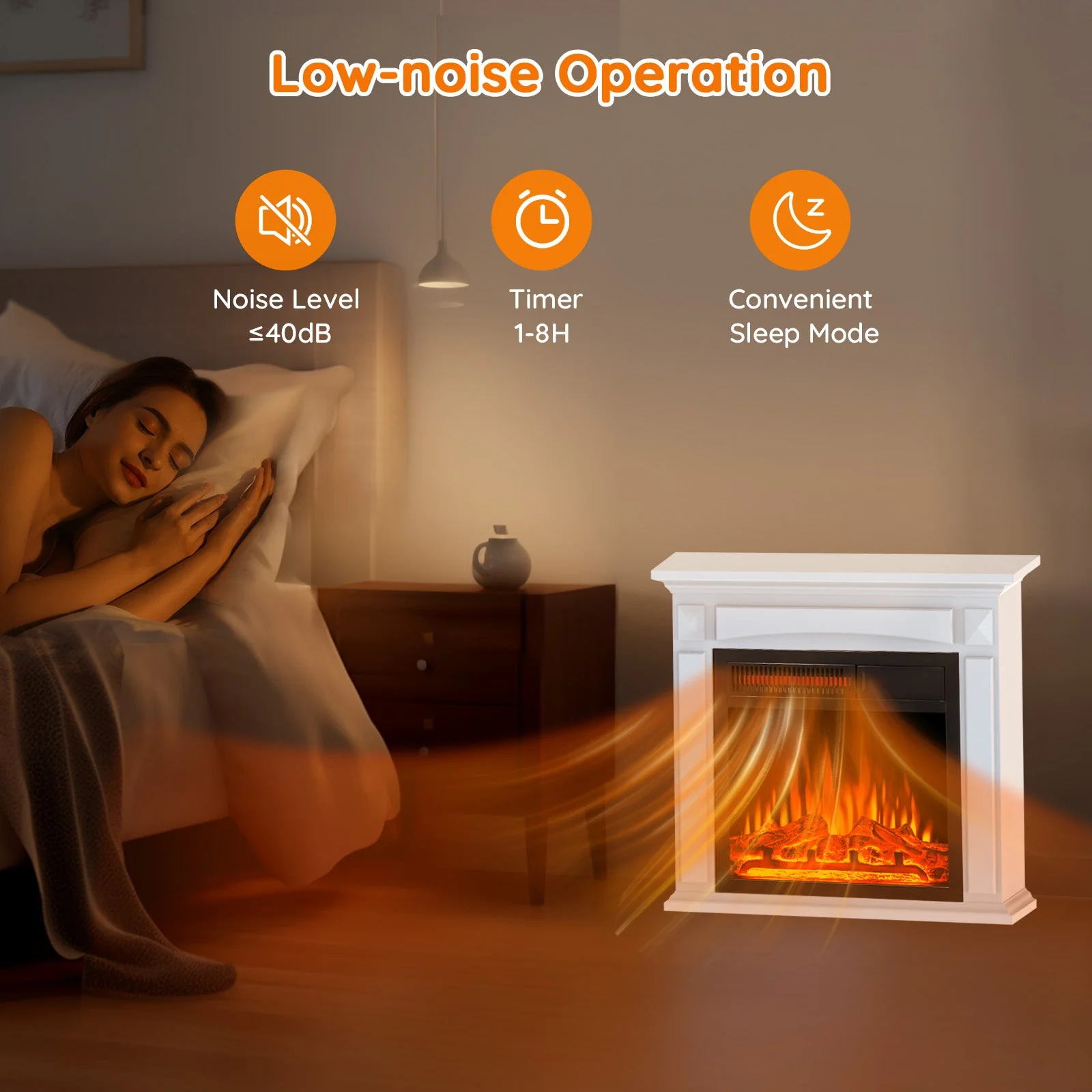 27” Electric Fireplace Mantel Wooden Surround Firebox M1806 - Image 18