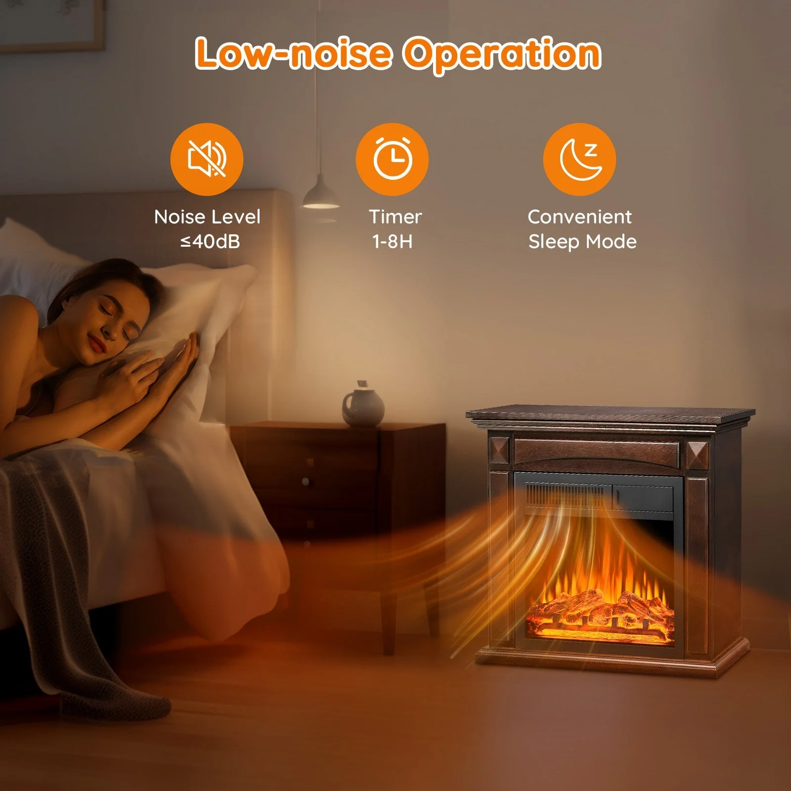 27” Electric Fireplace Mantel Wooden Surround Firebox M1806 - Image 9