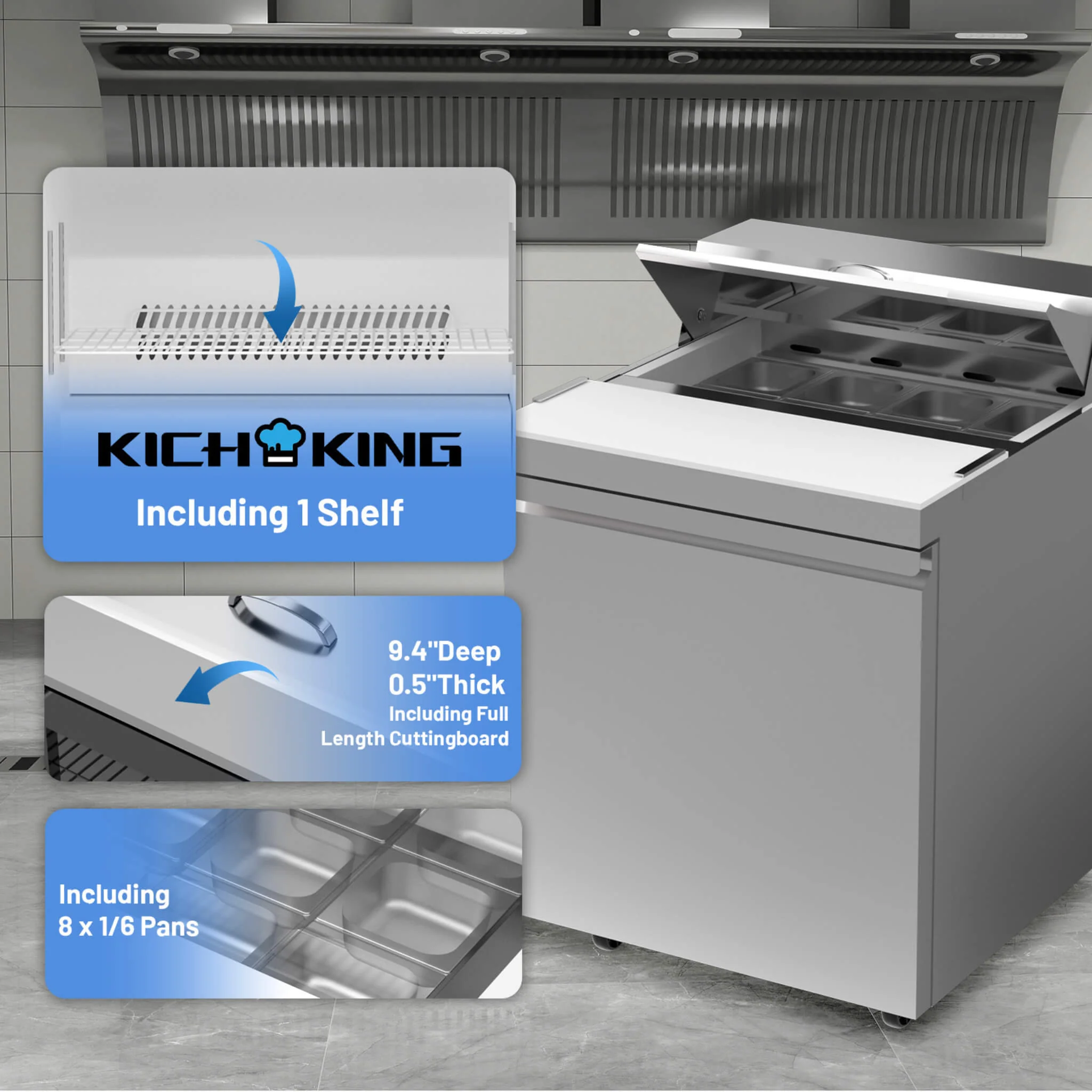 27-Inch 7.4 Cu.Ft Commercial Stainless Steel Sandwich Salad Prep Table Refrigerator (SAK84120) - Image 4