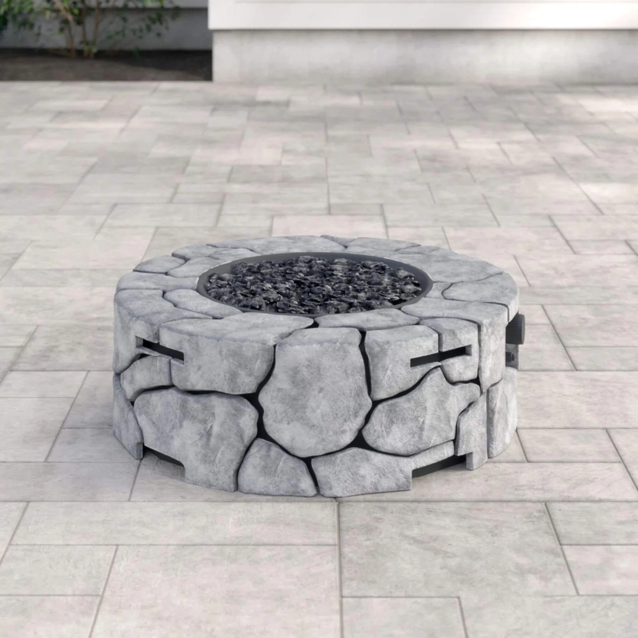 Alora 28-Inch Stone Gray Outdoor Fiber Reinforced Concrete Propane Fire Pit (SAK16725) - Image 3