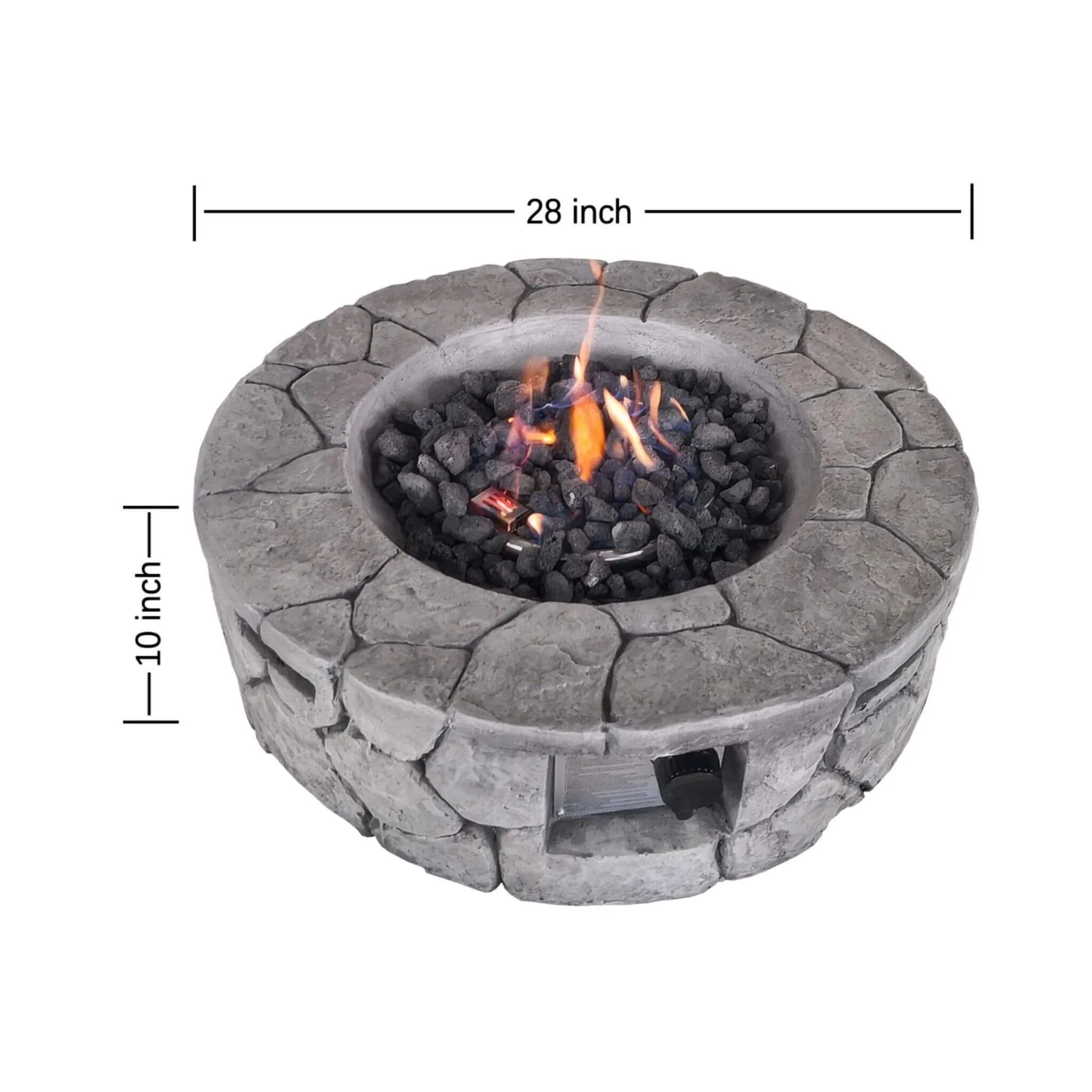 Alora 28-Inch Stone Gray Outdoor Fiber Reinforced Concrete Propane Fire Pit (SAK16725) - Image 7