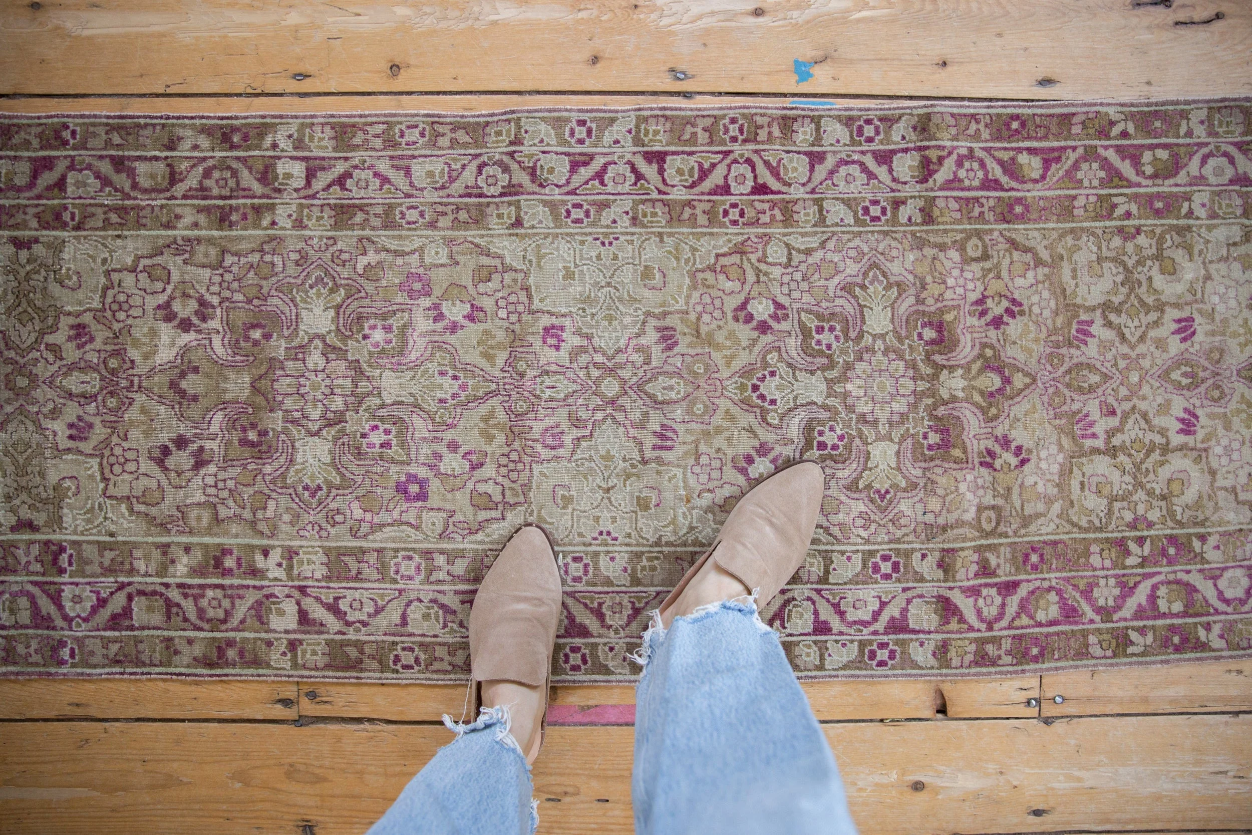 2x11 Vintage Distressed Yezd Rug Runner - Image 2