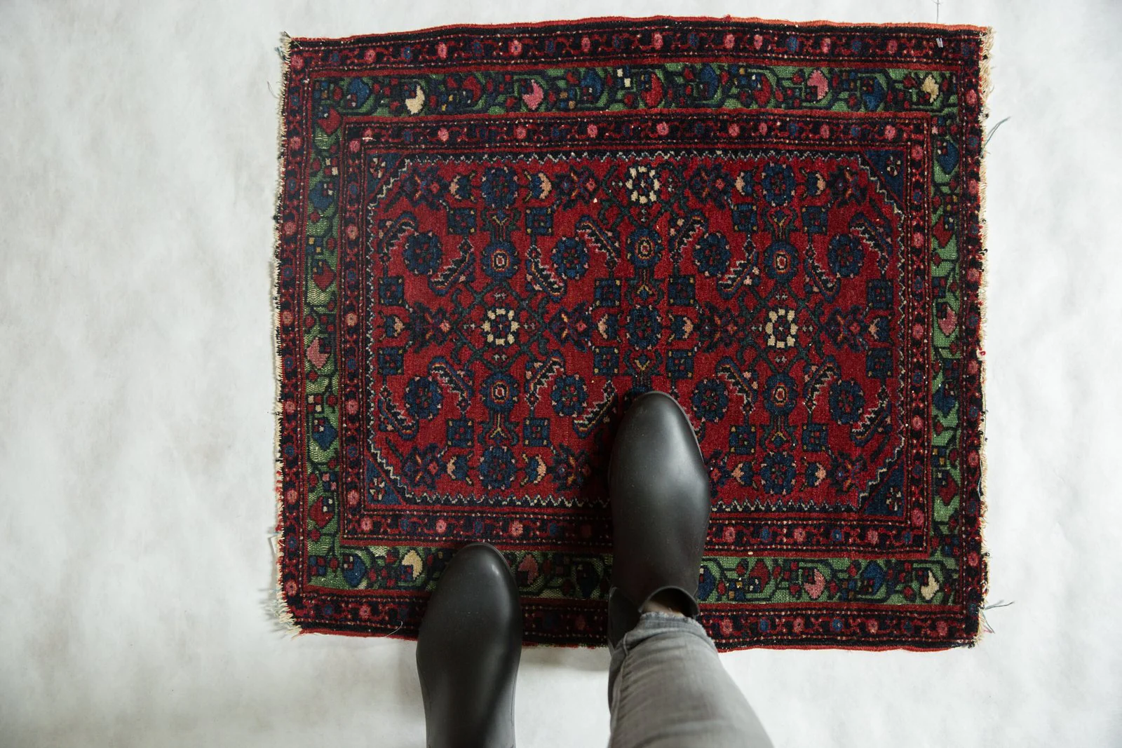 2x2.5 Antique Fine Hamadan Square Rug Mat - Image 2
