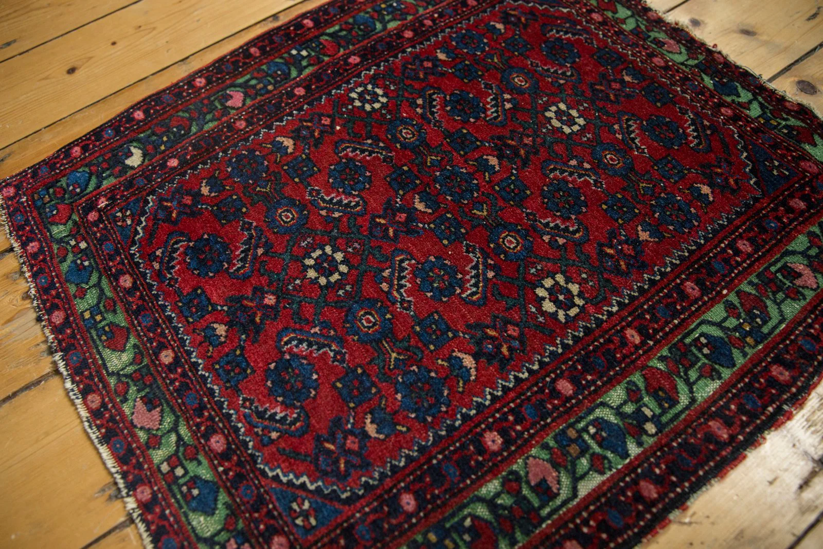 2x2.5 Antique Fine Hamadan Square Rug Mat - Image 5