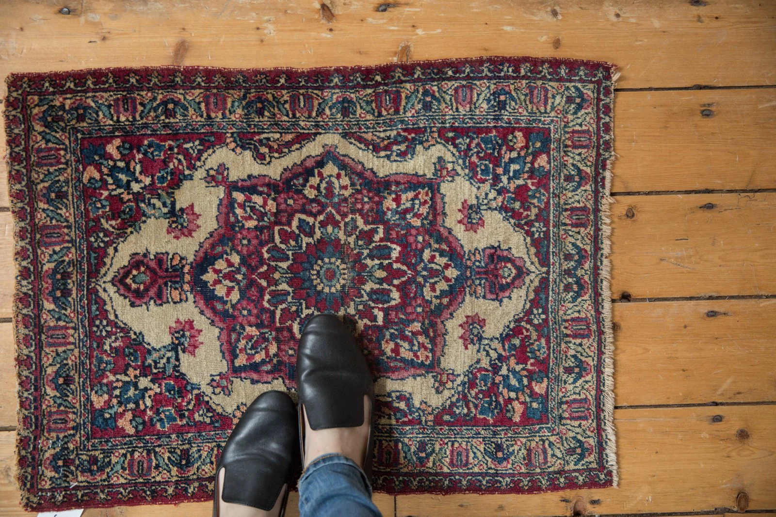 2x2.5 Antique Kermanshah Square Rug Mat - Image 2