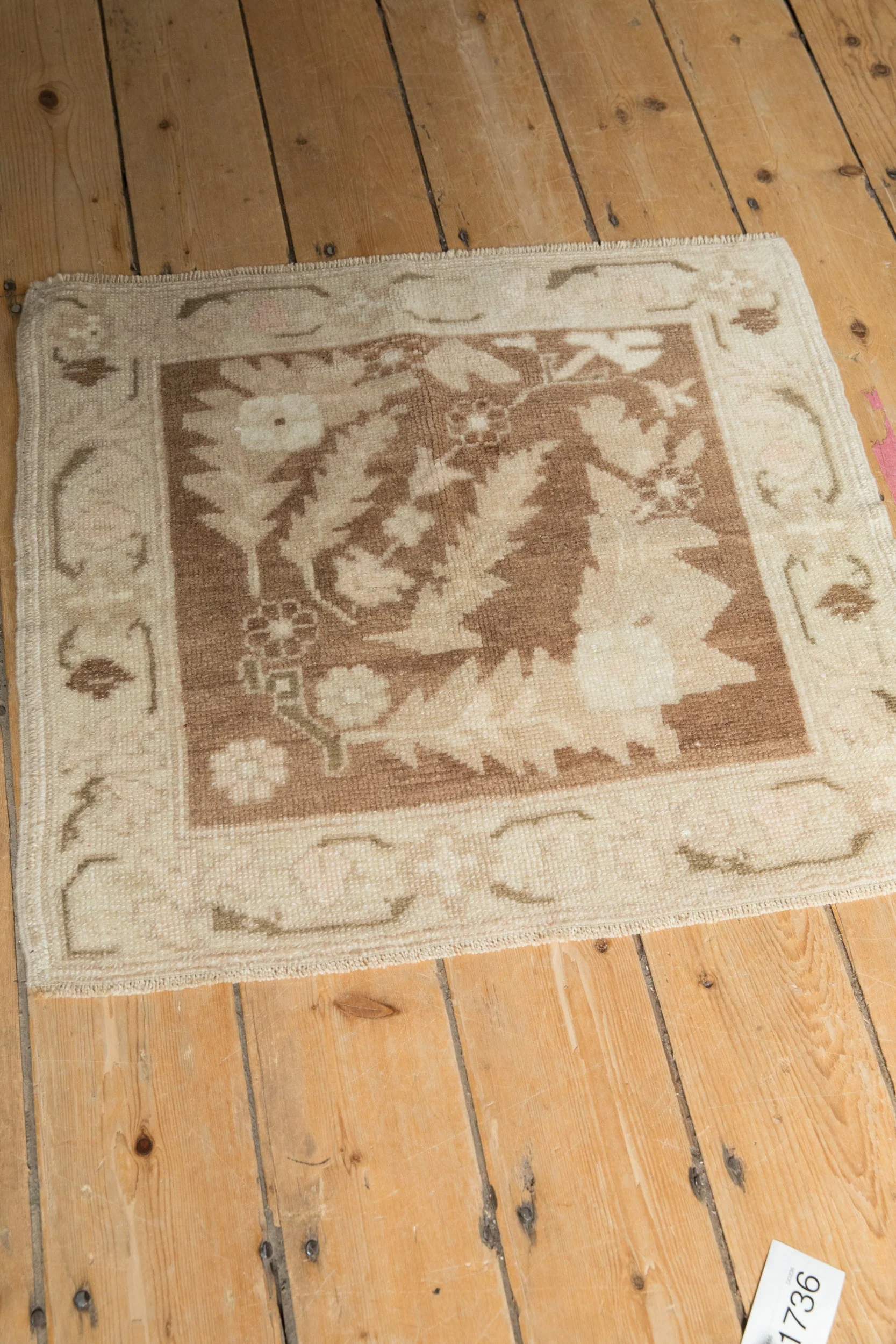 2x2.5 Vintage Distressed Oushak Square Rug Mat - Image 4