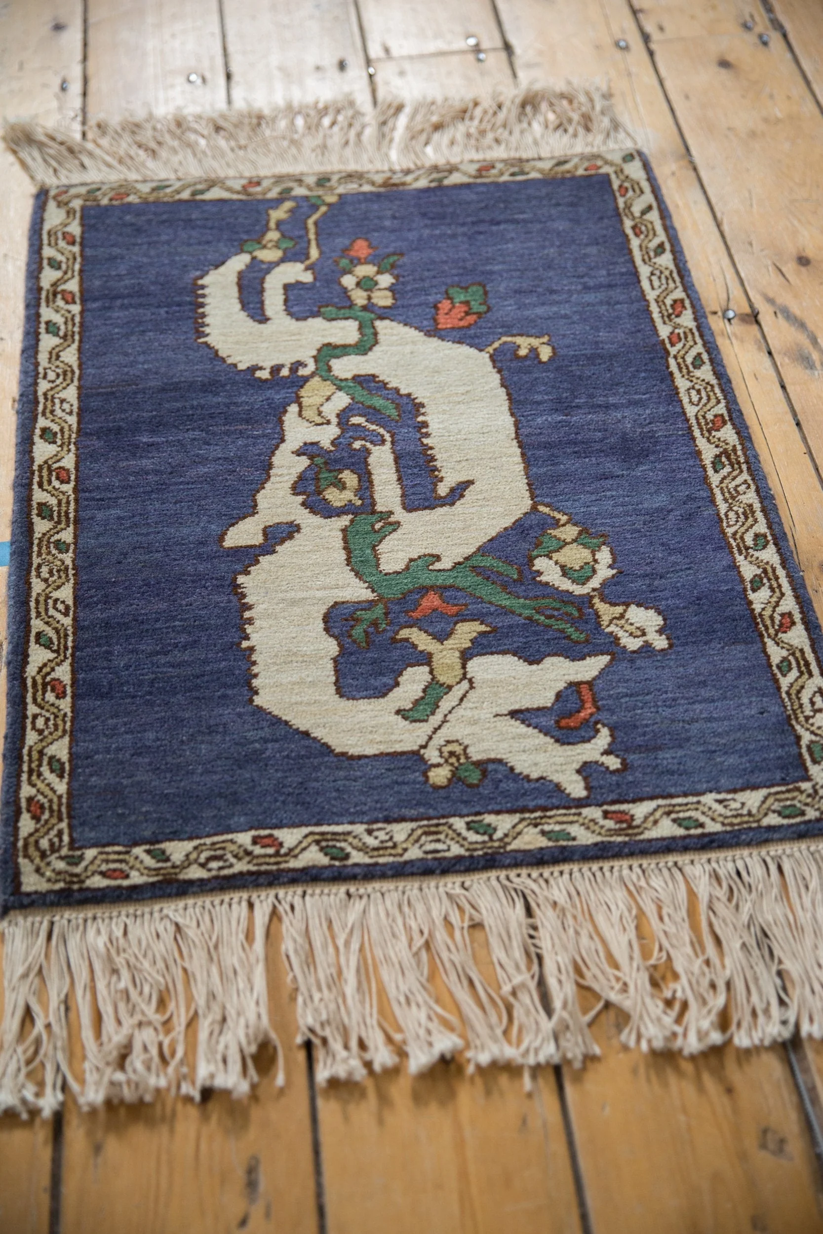 2x2.5 Vintage Pictorial Armenian Dragon Design Square Rug Mat - Image 3
